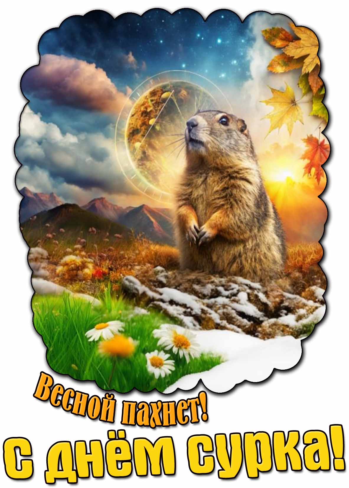 Красивая открытка "Весной пахнет! С днём сурка!"
