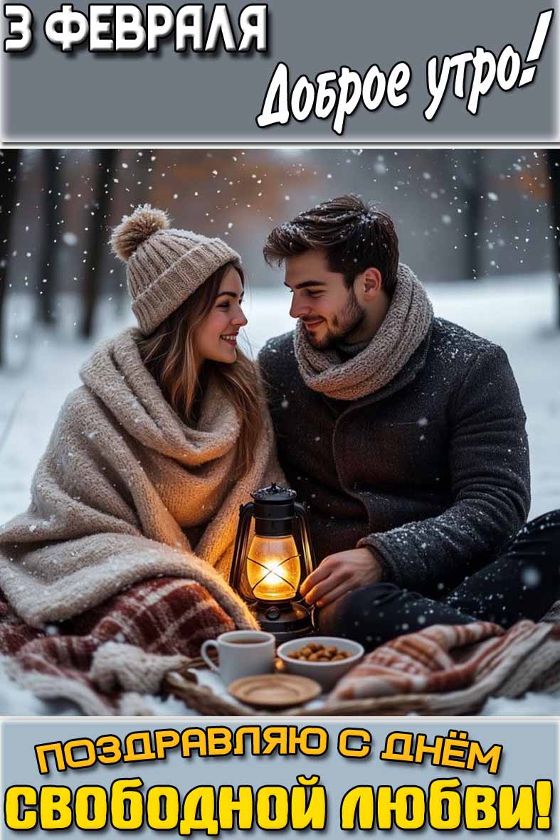 Картинка "3 февраля доброе утро! Поздравляю с днём свободной любви!"