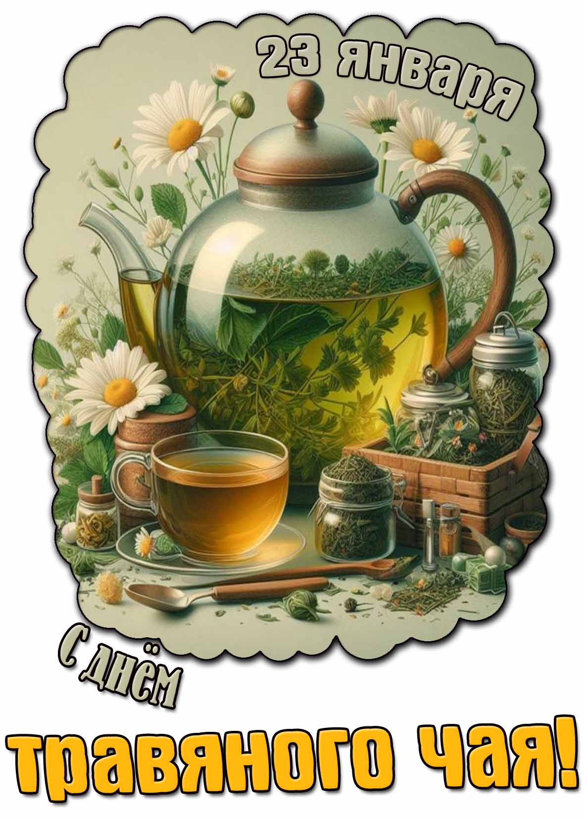 С днём травяного чая! - открытка на 23 января