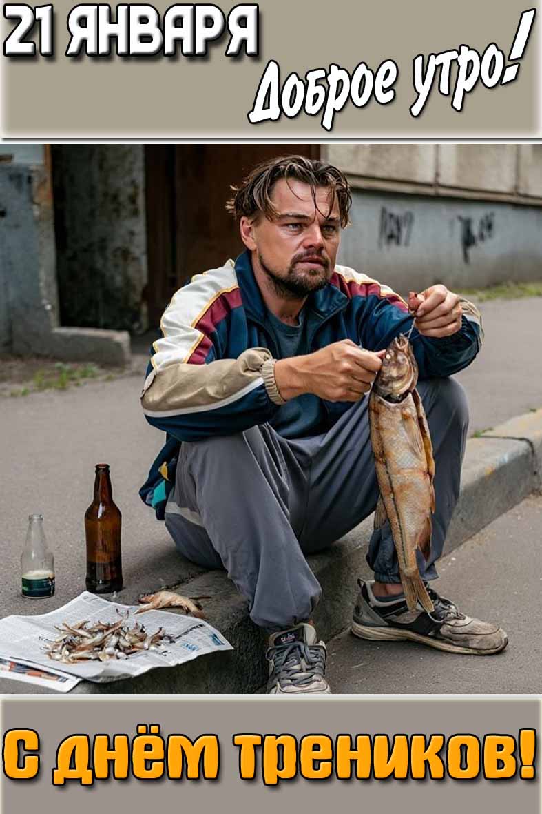 Прикольная картинка "21 января доброе утро! С днём треников!"