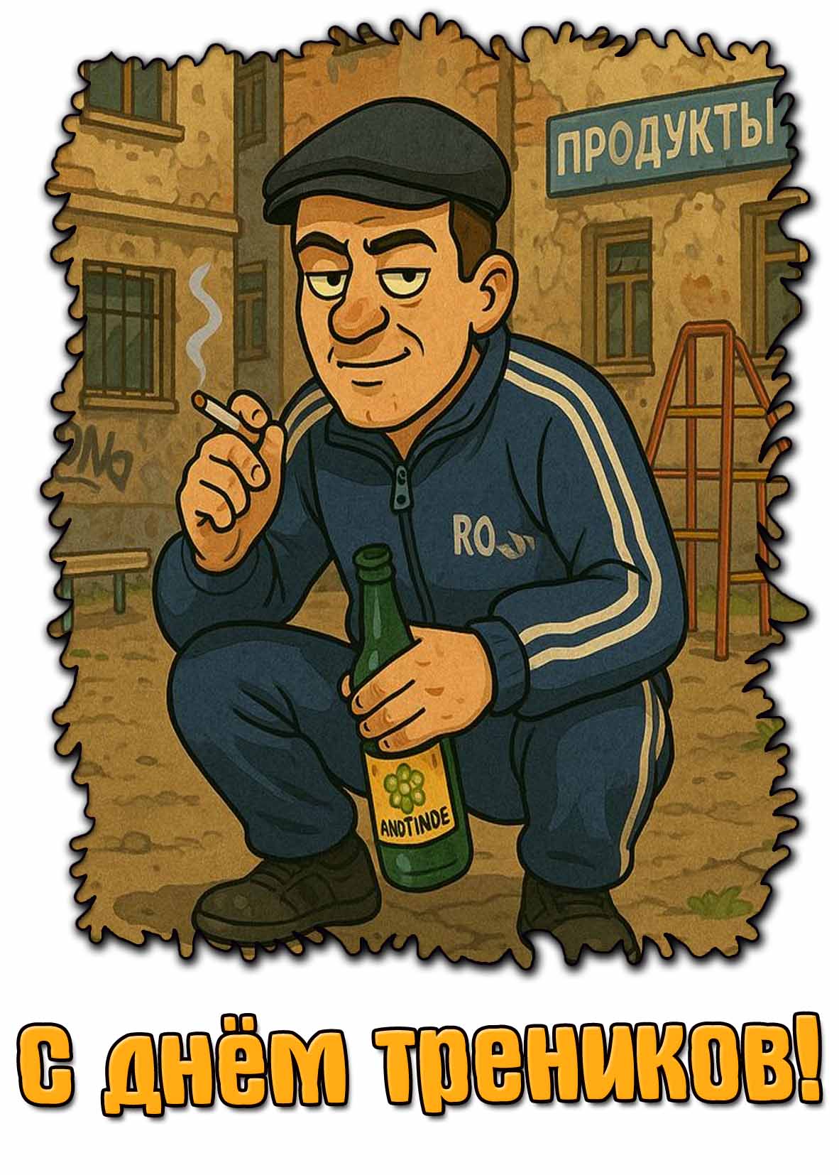 Прикольная открытка с днём треников