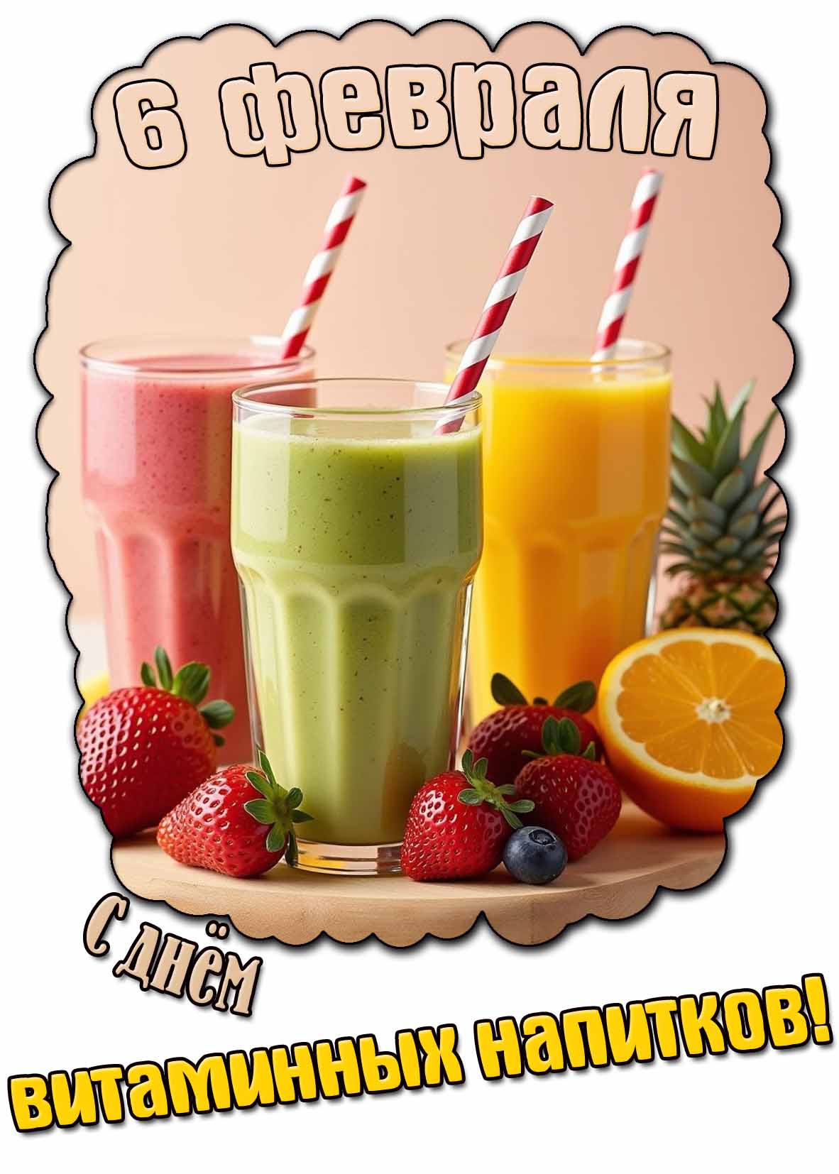 С днём витаминных напитков! - открытка на 6 февраля