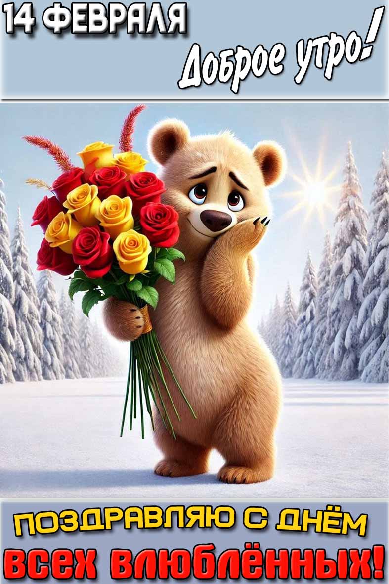 Картинка "14 февраля доброе утро! Поздравляю с днём всех влюблённых!"