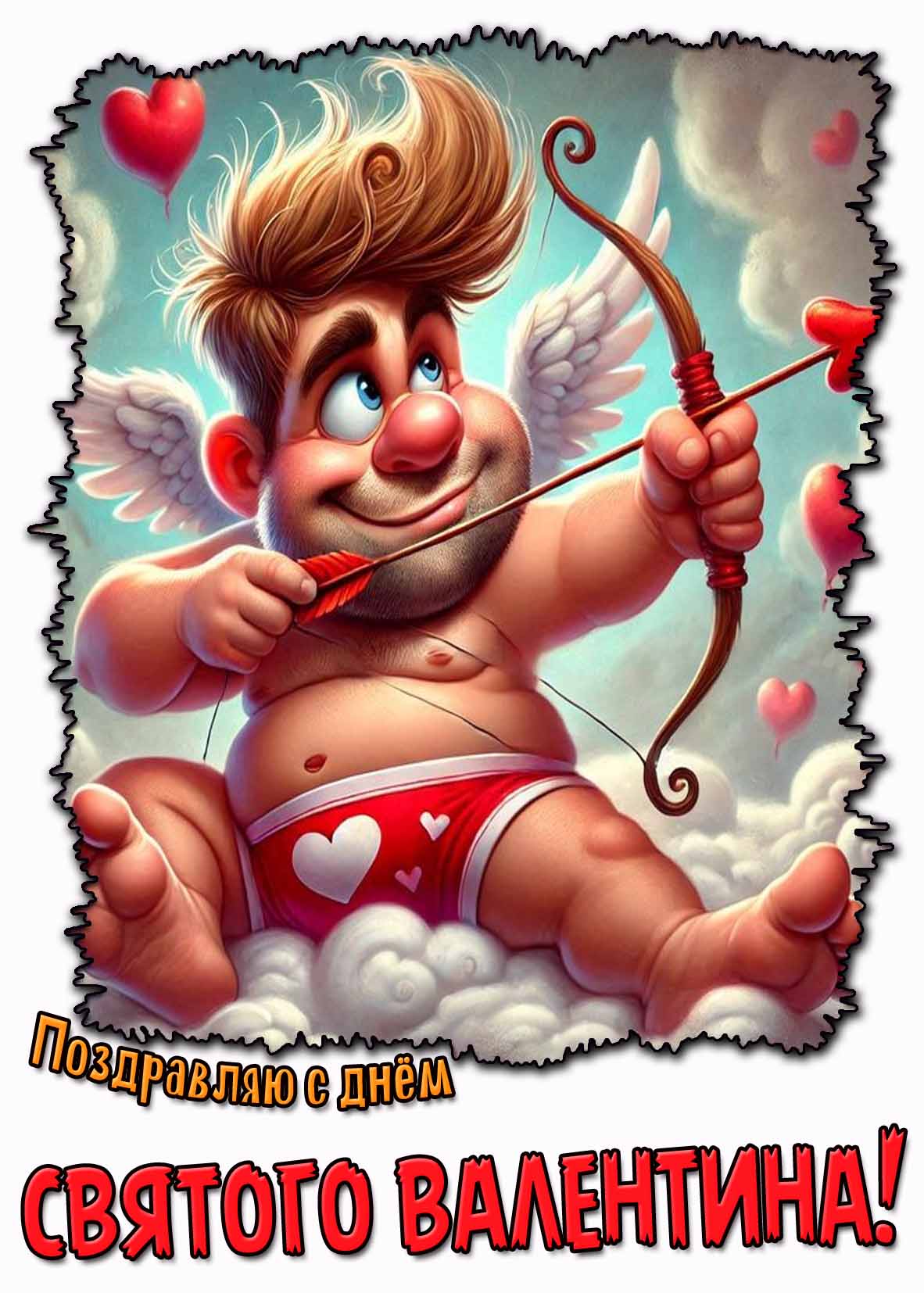 Поздравляю с днём святого Валентина! - прикольная картинка с амуром