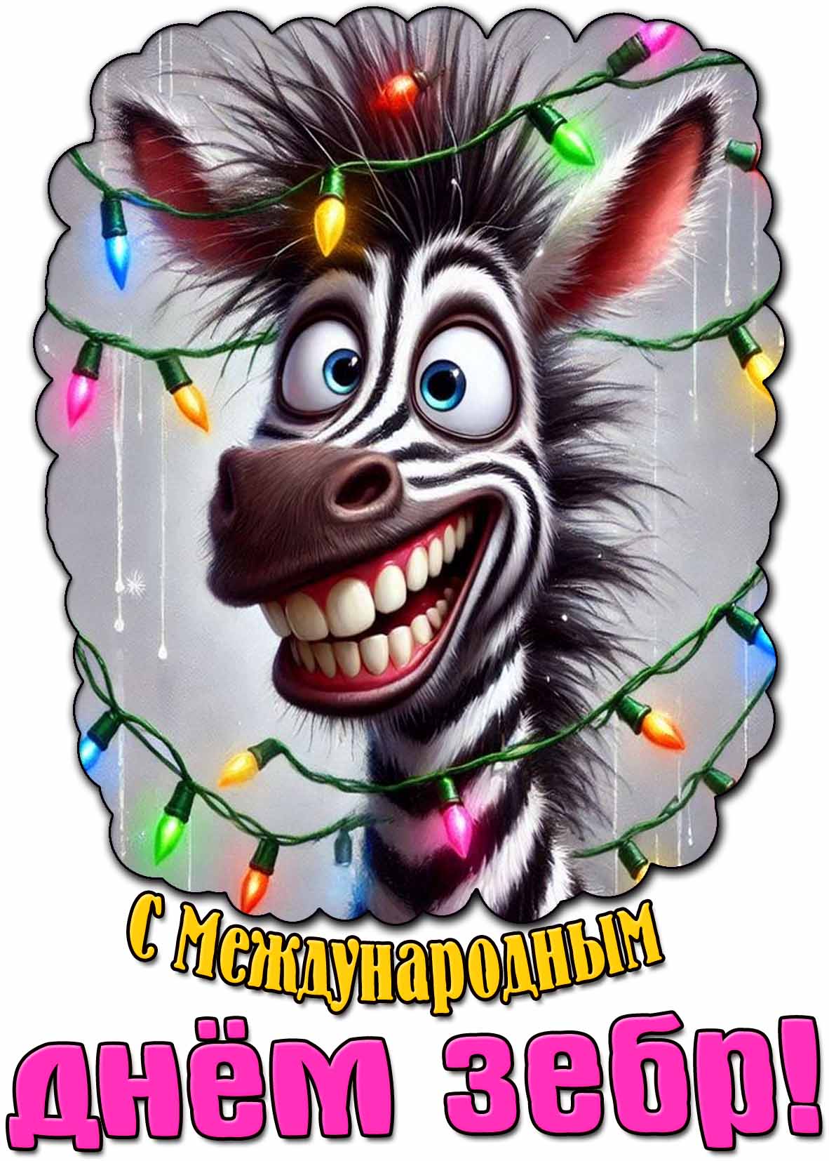 С международным днём зебр! - весёлая открытка для детей