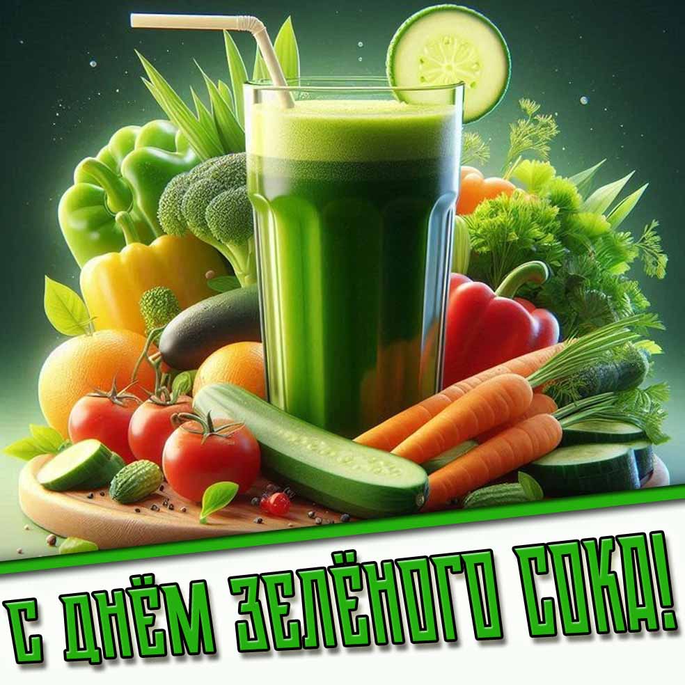 Открытка с днём зелёного сока