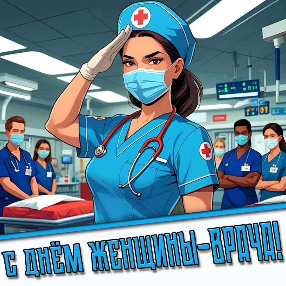 Открытка с днём женщины-врача