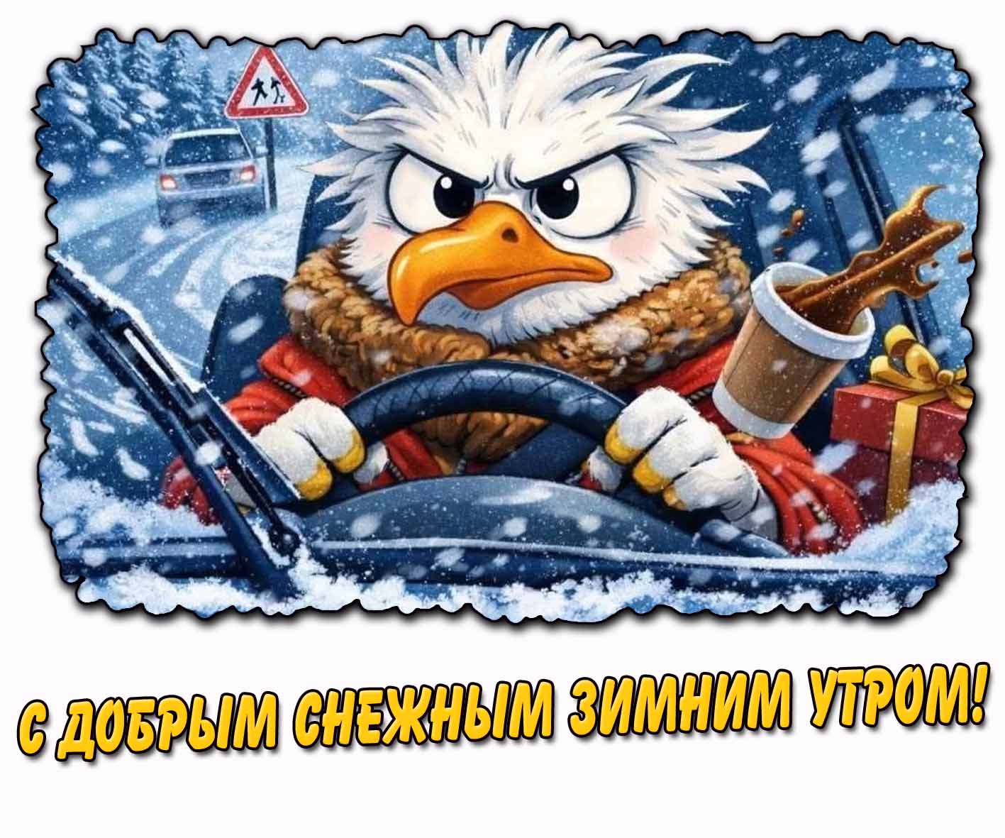 Прикольная картинка с добрым снежным зимним утром