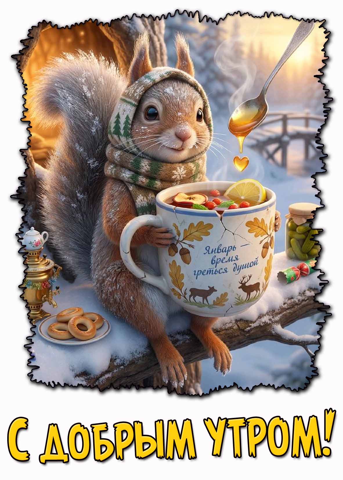 Картинка "С добрым утром! Январь - время греться душой!"