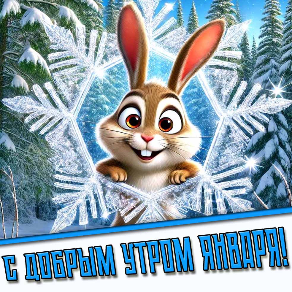 С добрым утром января! - открытка с зайчиком