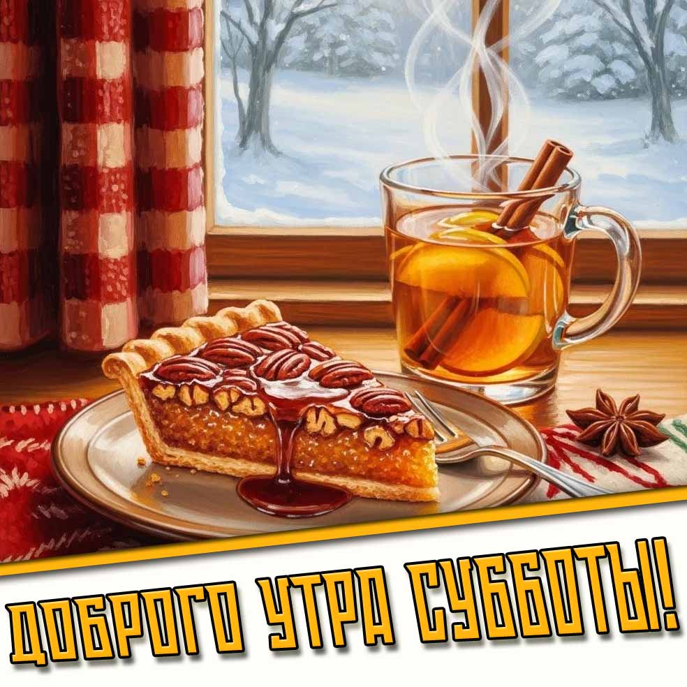 Доброго утра субботы! - зимняя картинка с чаем