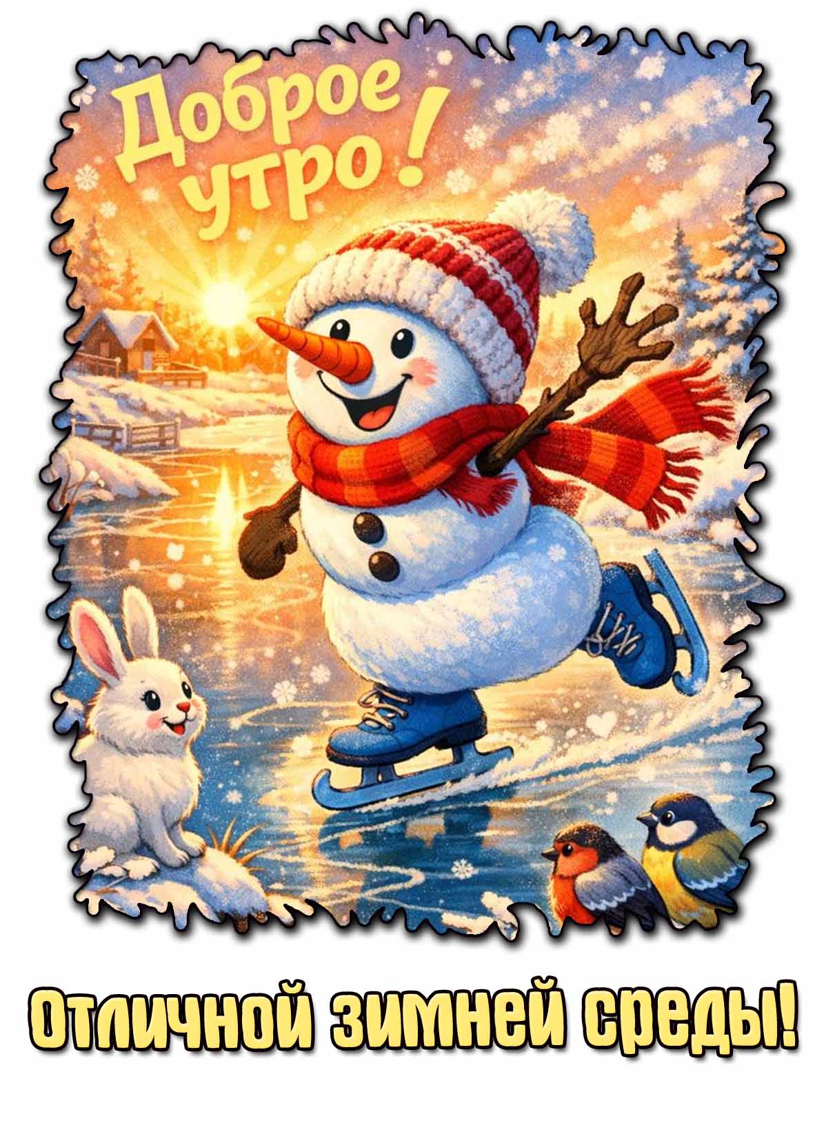 Красивая открытка "Доброе утро! Отличной зимней среды!