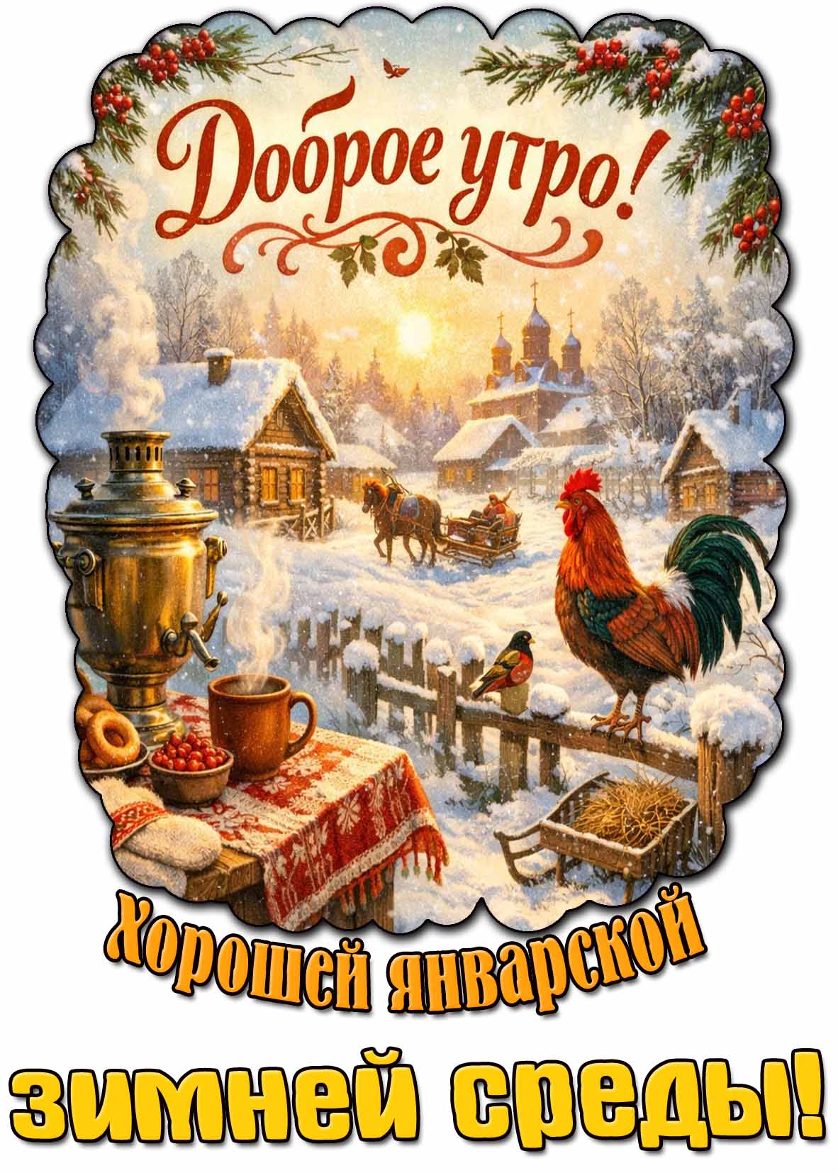 Открытка "Доброе утро! Хорошей январской зимней среды!"