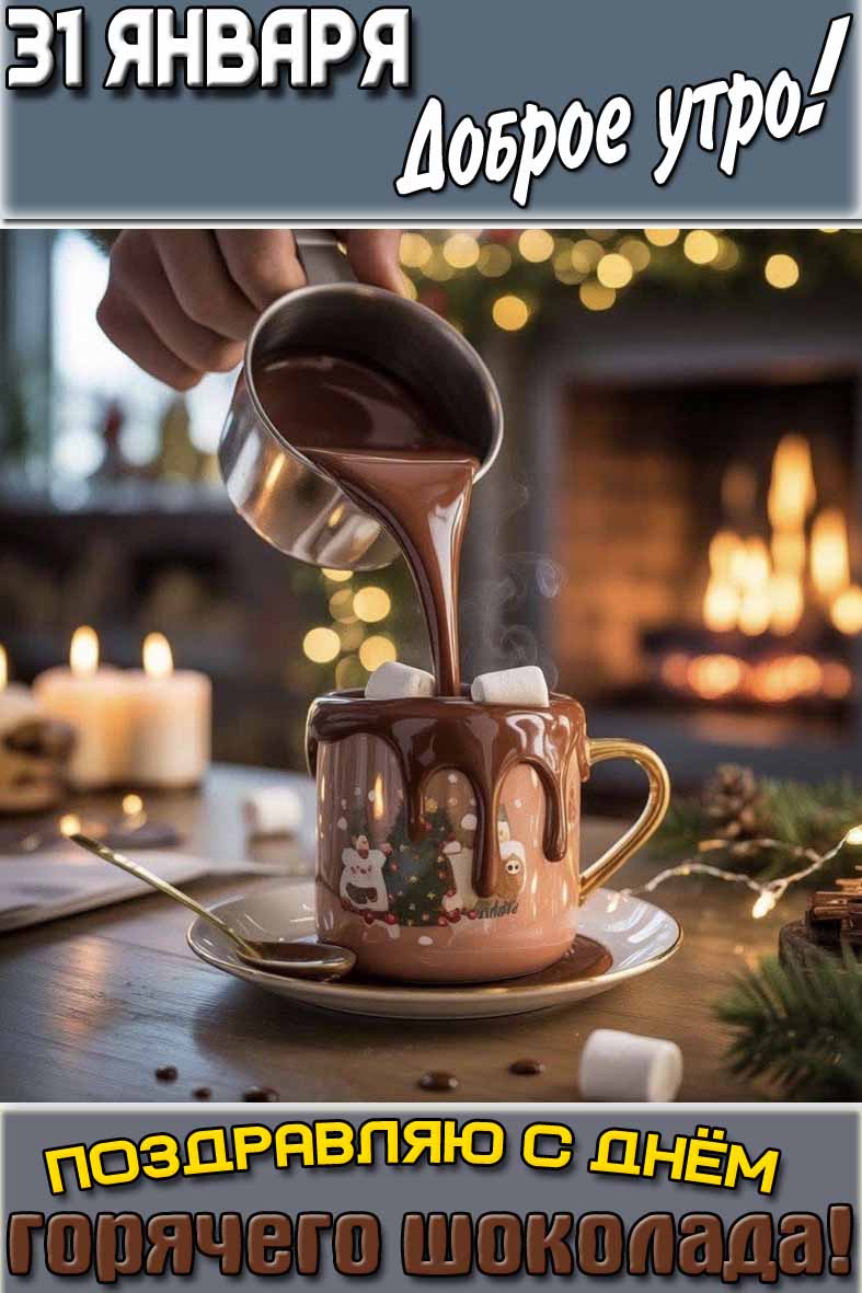 Картинка "31 января доброе утро! Поздравляю с днём горячего шоколада!"