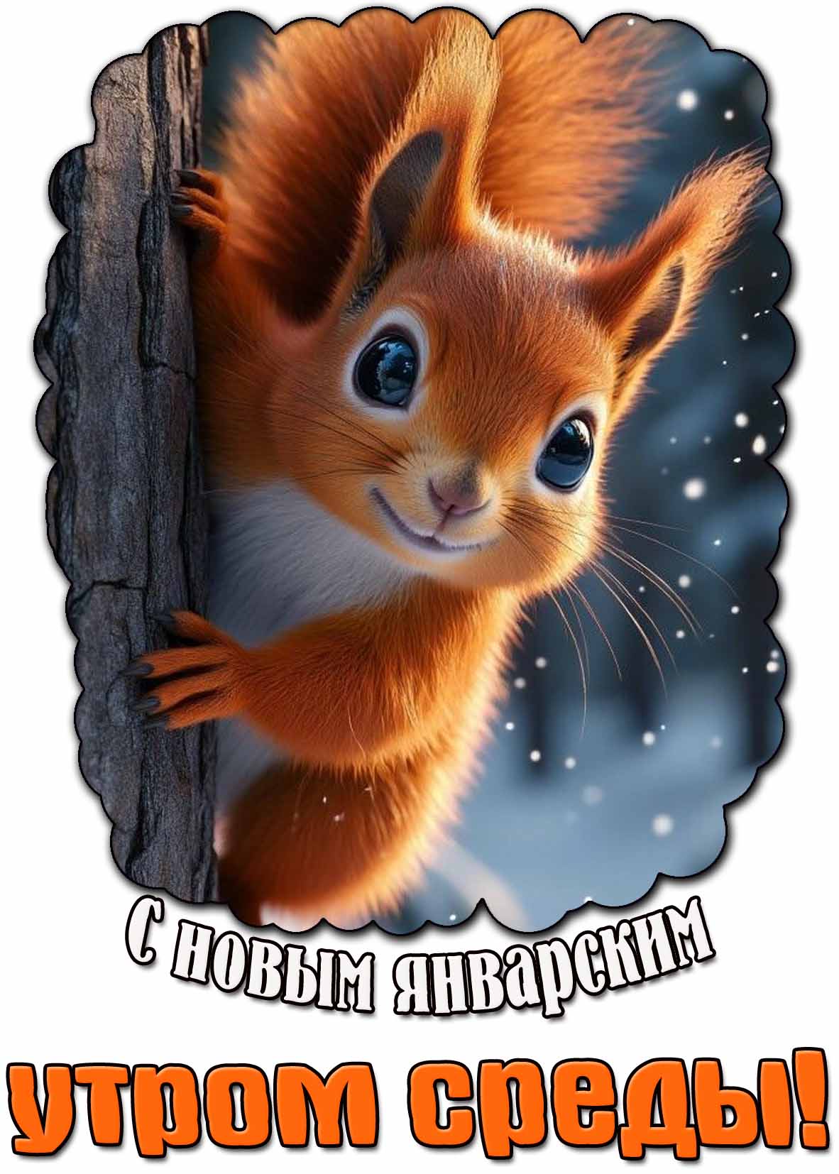 Открытка с новым январским утром среды