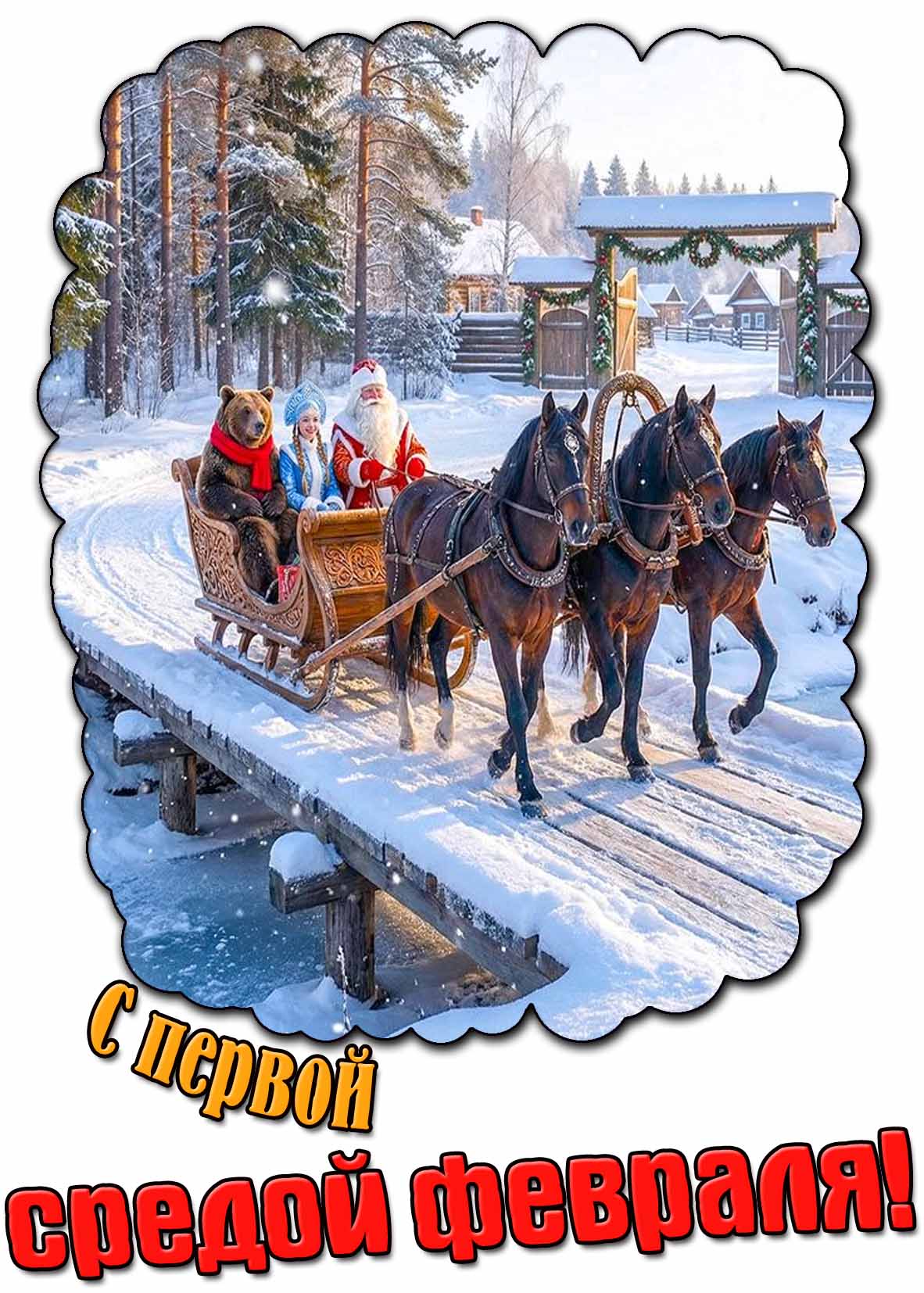 Прикольная открытка с первой средой февраля