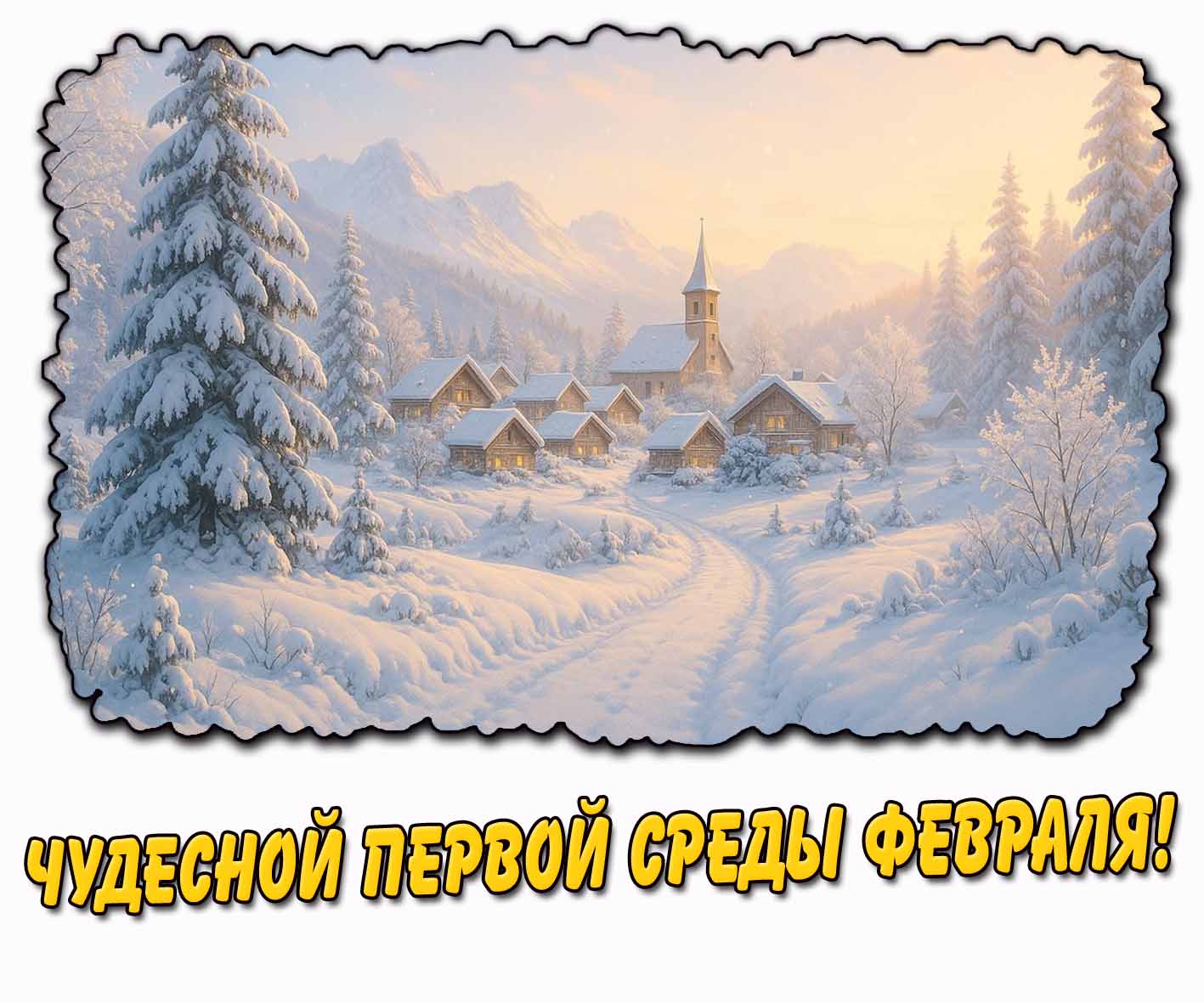 Чудесной первой среды февраля! - зимняя открытка