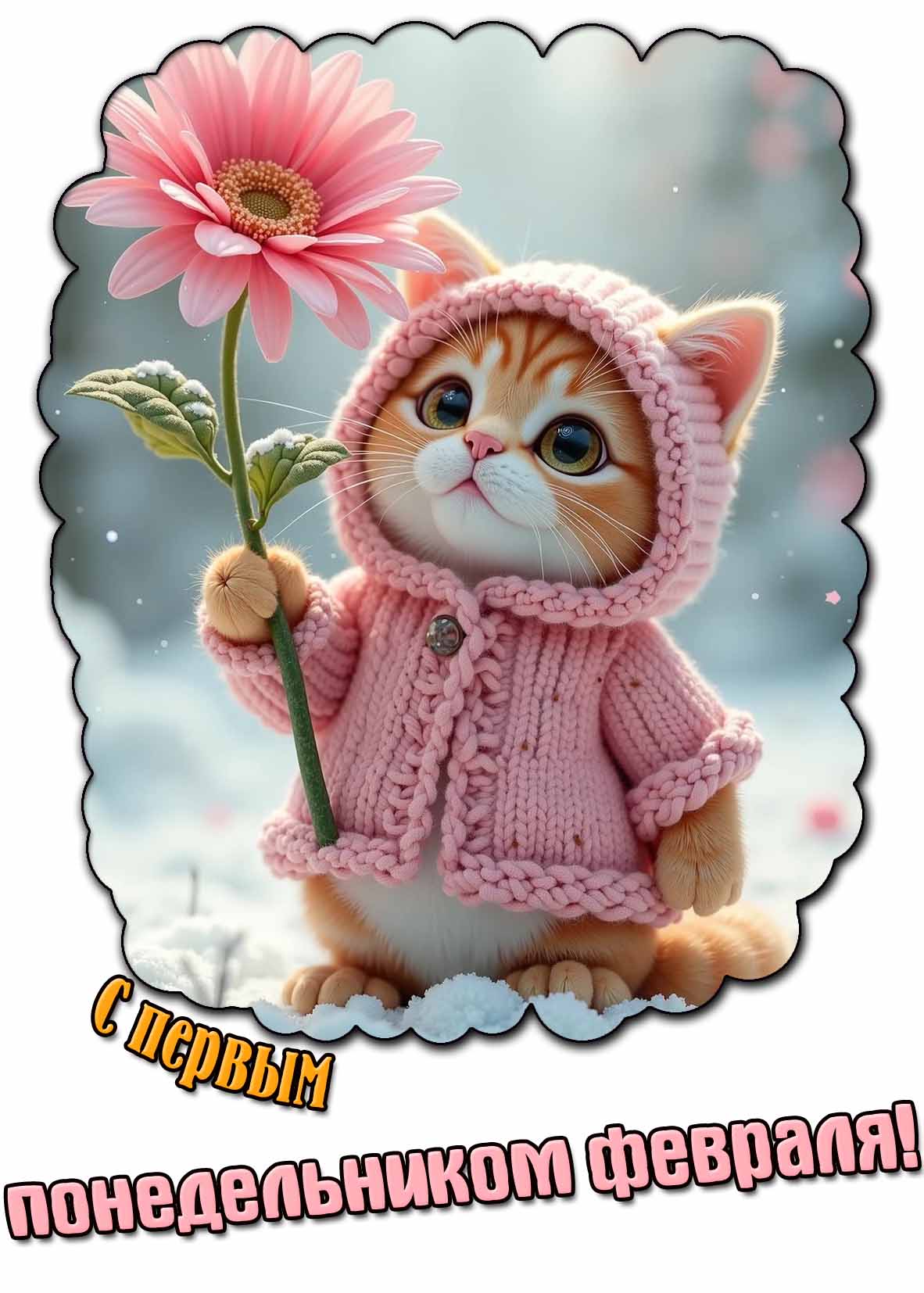 Открытка с первым понедельником февраля
