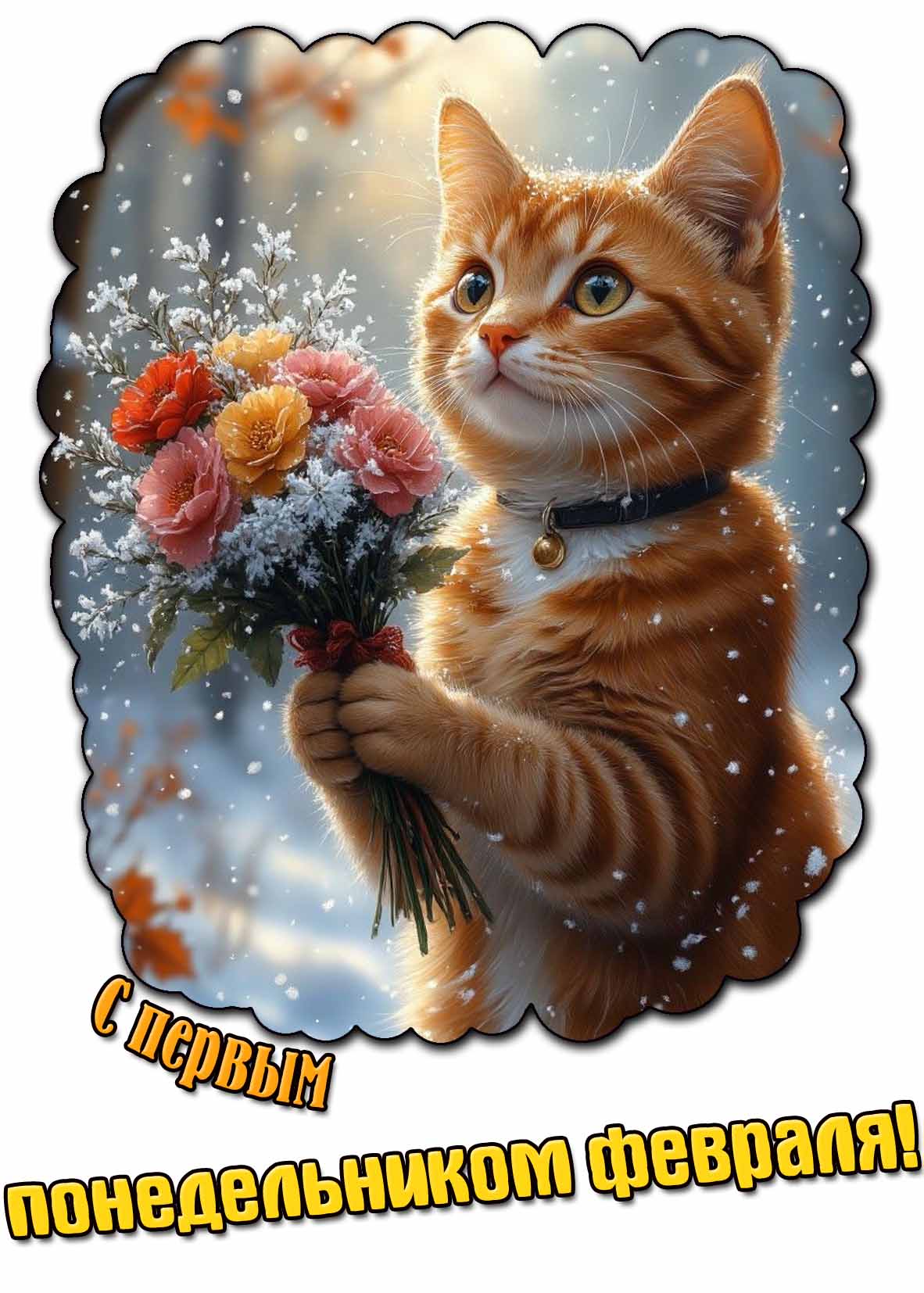 Красивая открытка с первым понедельником февраля