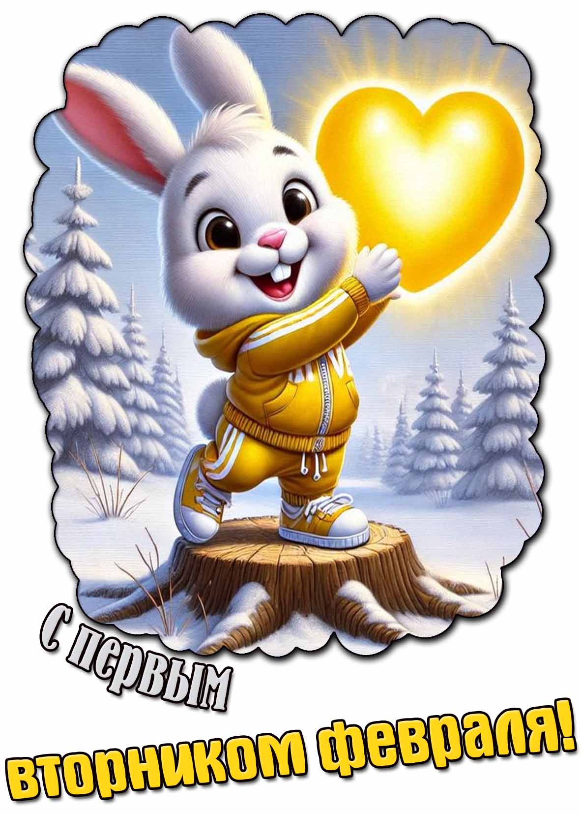 Красивая открытка с первым вторником февраля