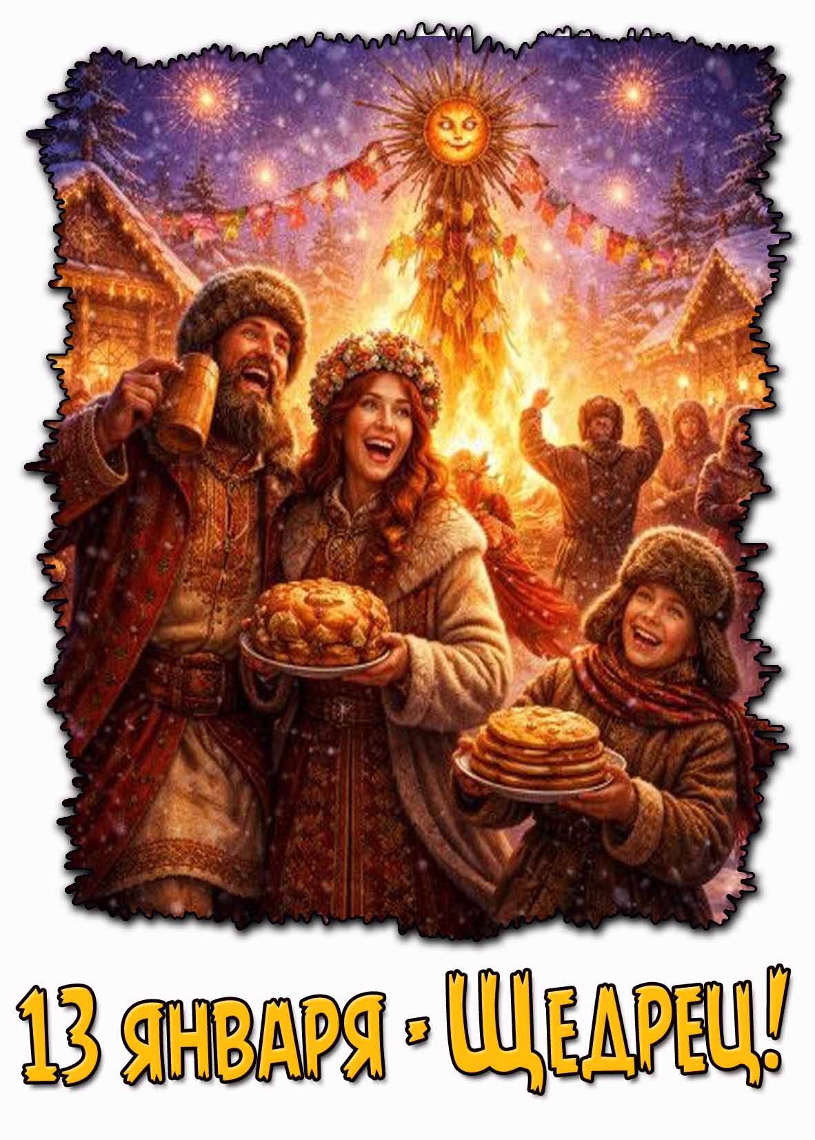 13 января - Щедрец! - весёлая открытка