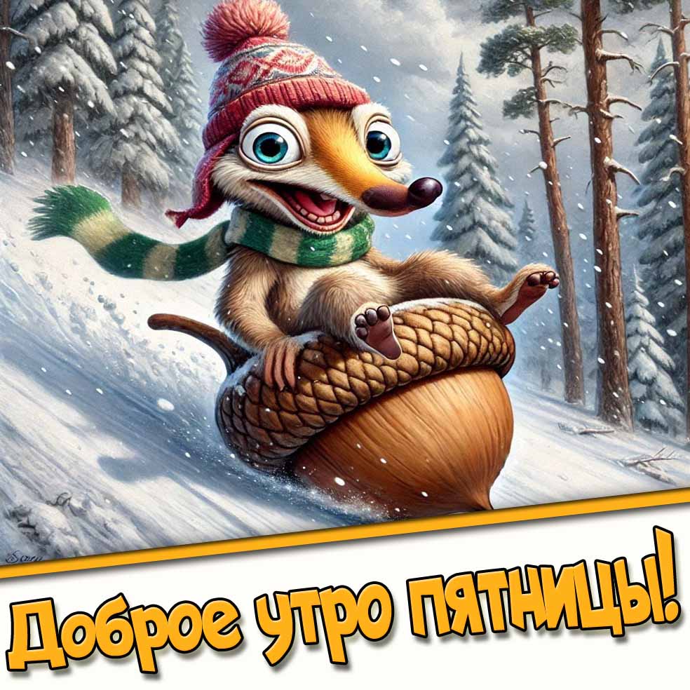 Доброе утро пятницы! - смешная зимняя картинка