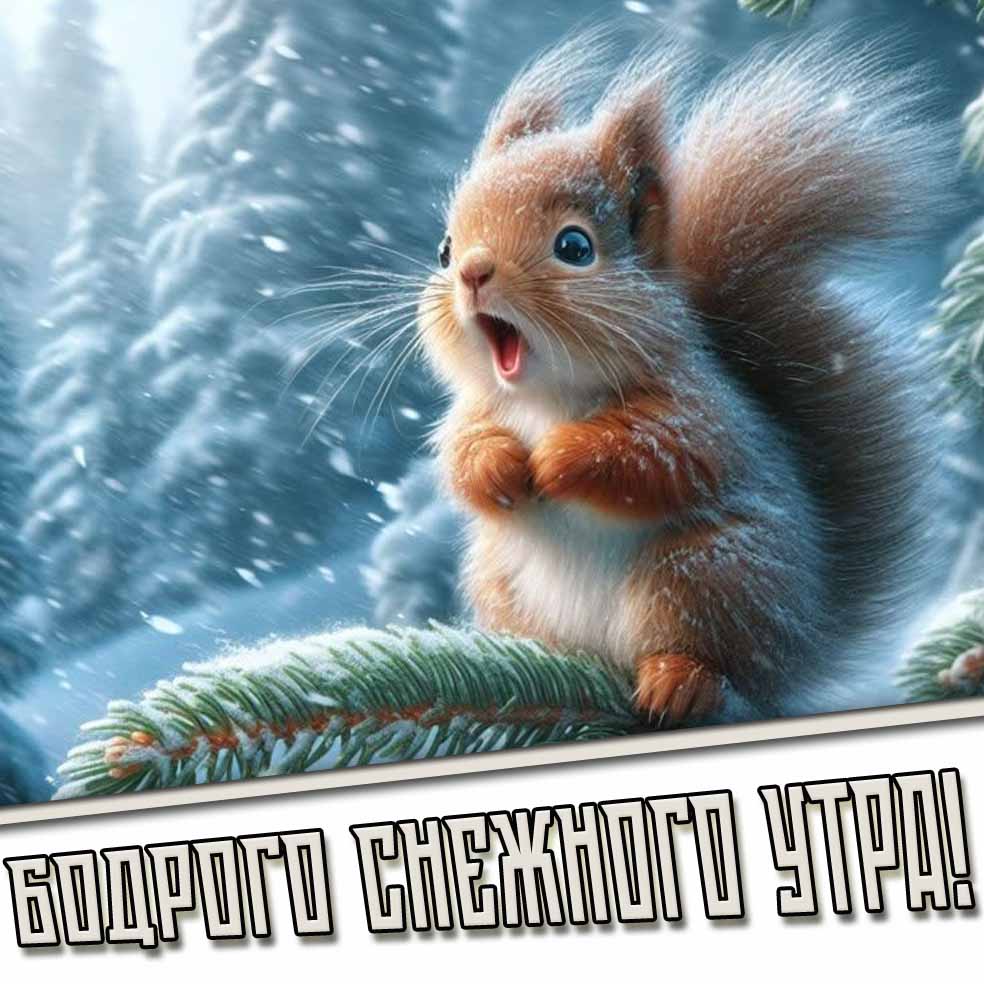 Смешная открытка "Бодрого снежного утра!"