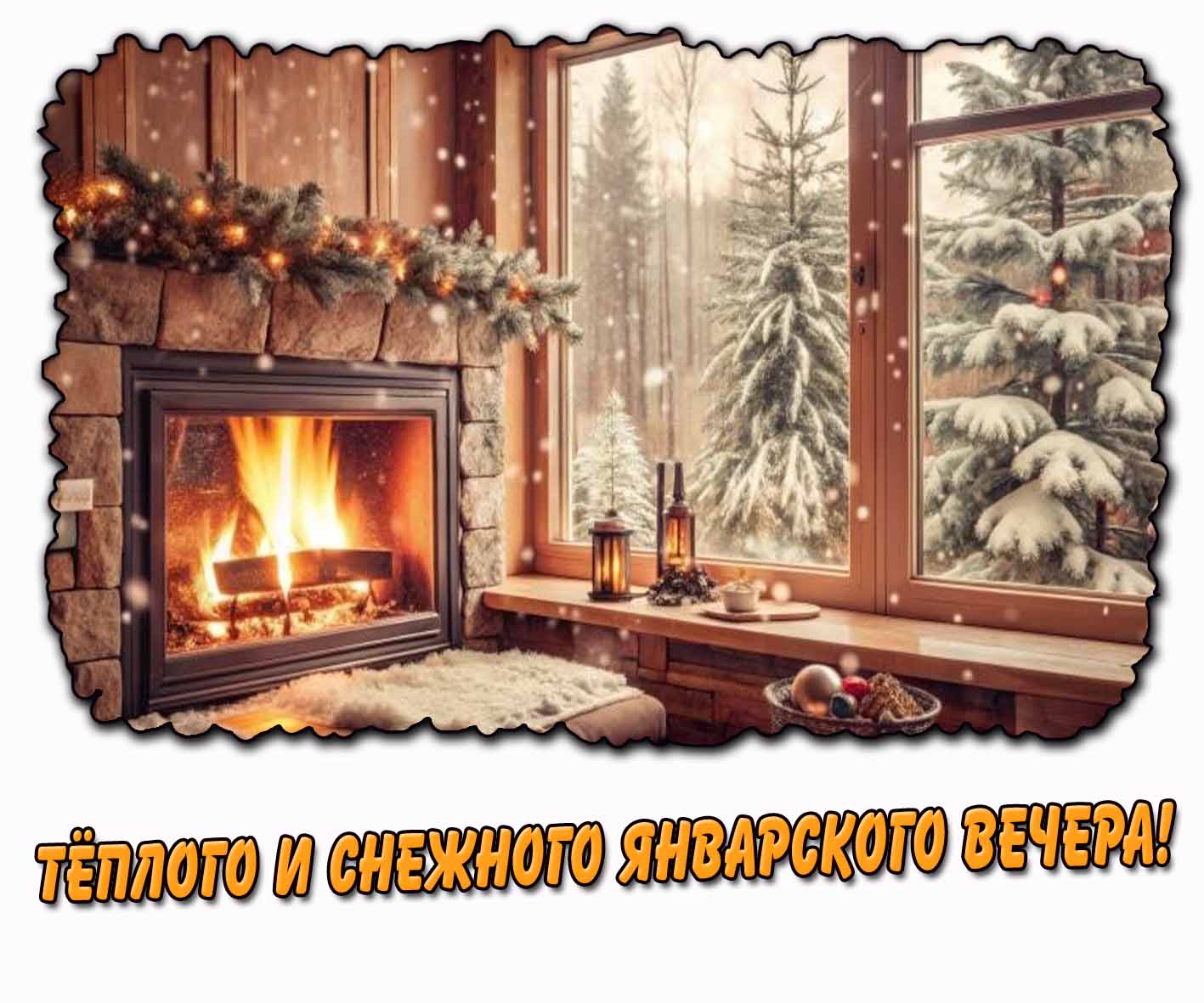 Картинка тёплого и снежного январского вечера