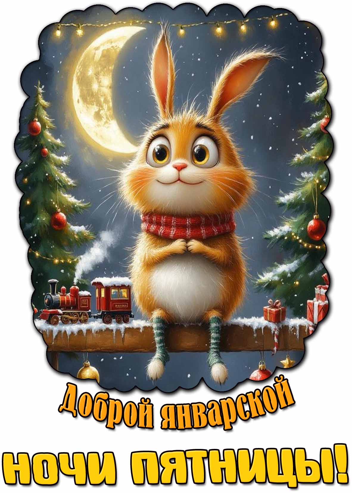 Прикольная открытка доброй январской ночи пятницы