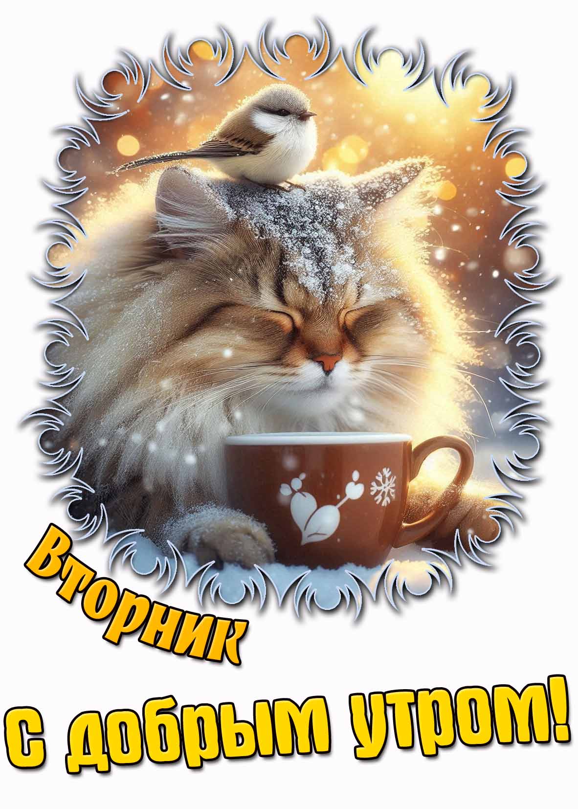 Снежная картинка "Вторник! С добрым утром!"
