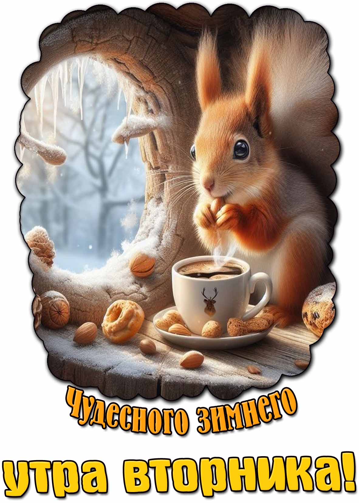 Открытка чудесного зимнего утра вторника