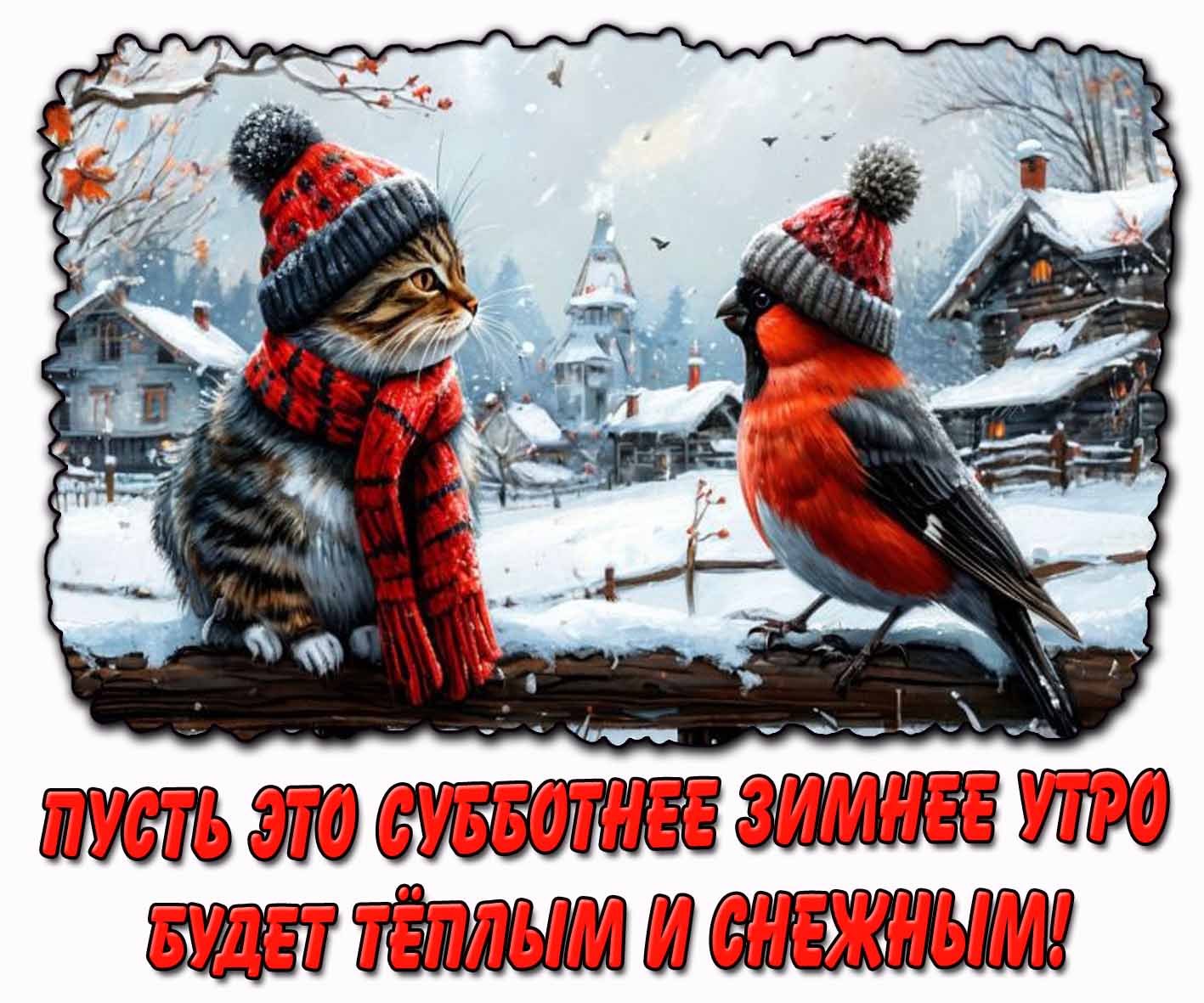 Картинка "Пусть это субботнее зимнее утро будет тёплым и снежным!"