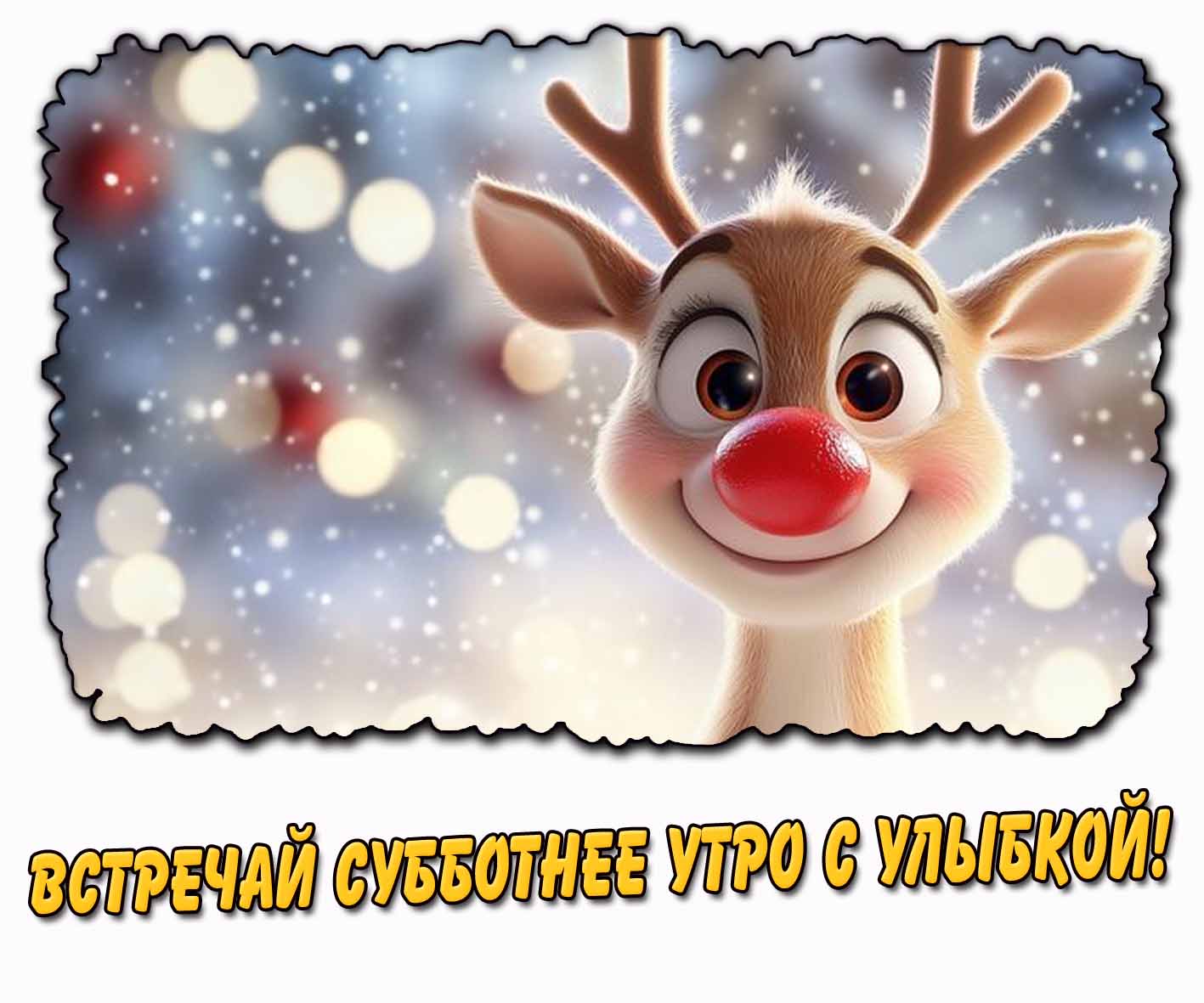 Встречай субботнее утро с улыбкой! - прикольная зимняя картинка