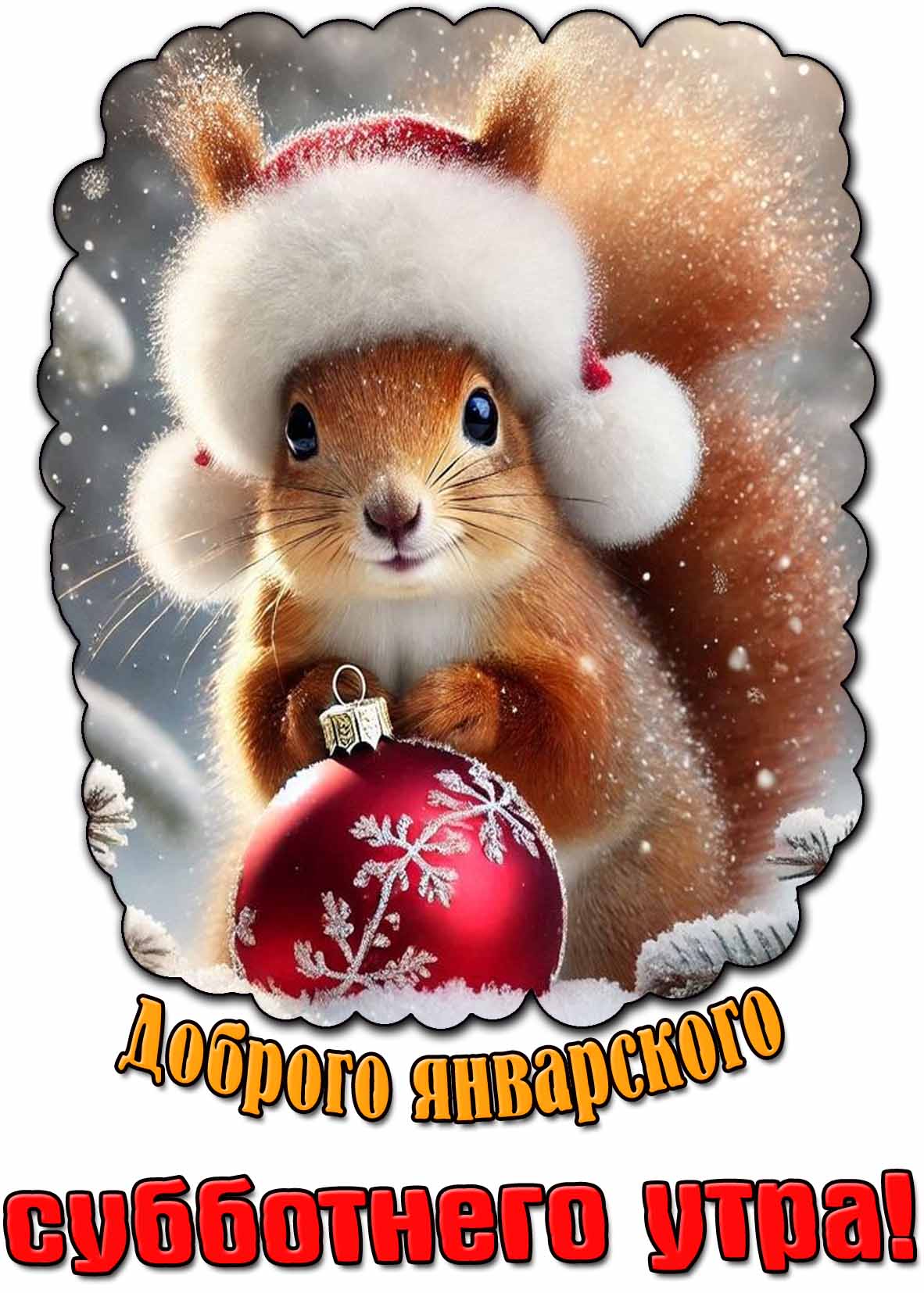 Красивая открытка доброго январского субботнего утра