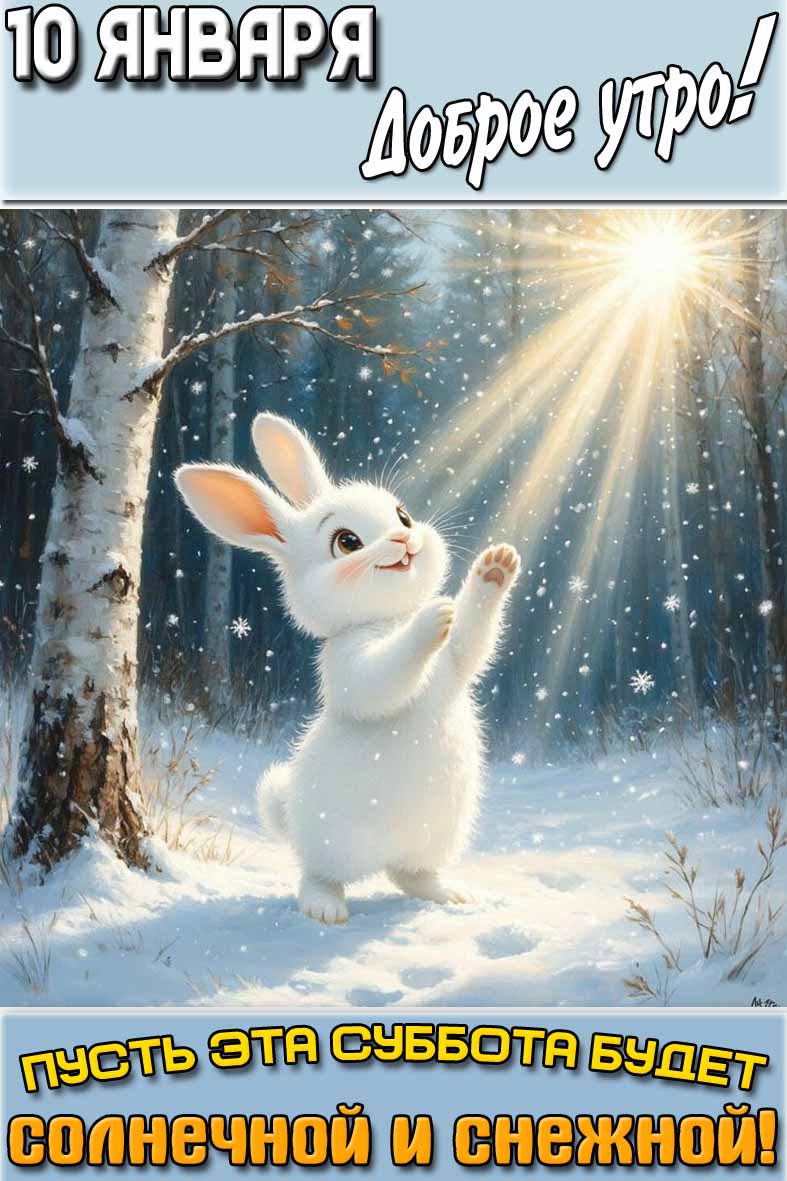 Картинка "10 января доброе утро! Пусть эта суббота будет солнечной и снежной!"