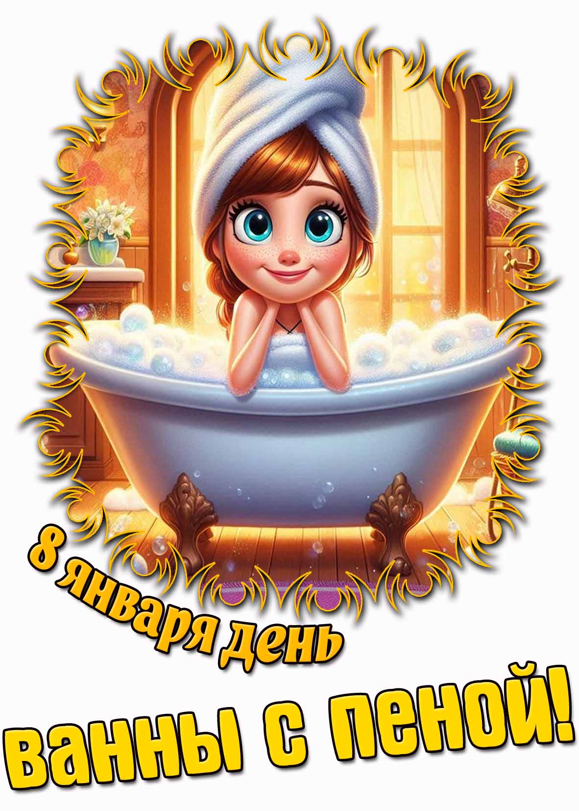 Красивая картинка на день ванны с пеной - 8 января
