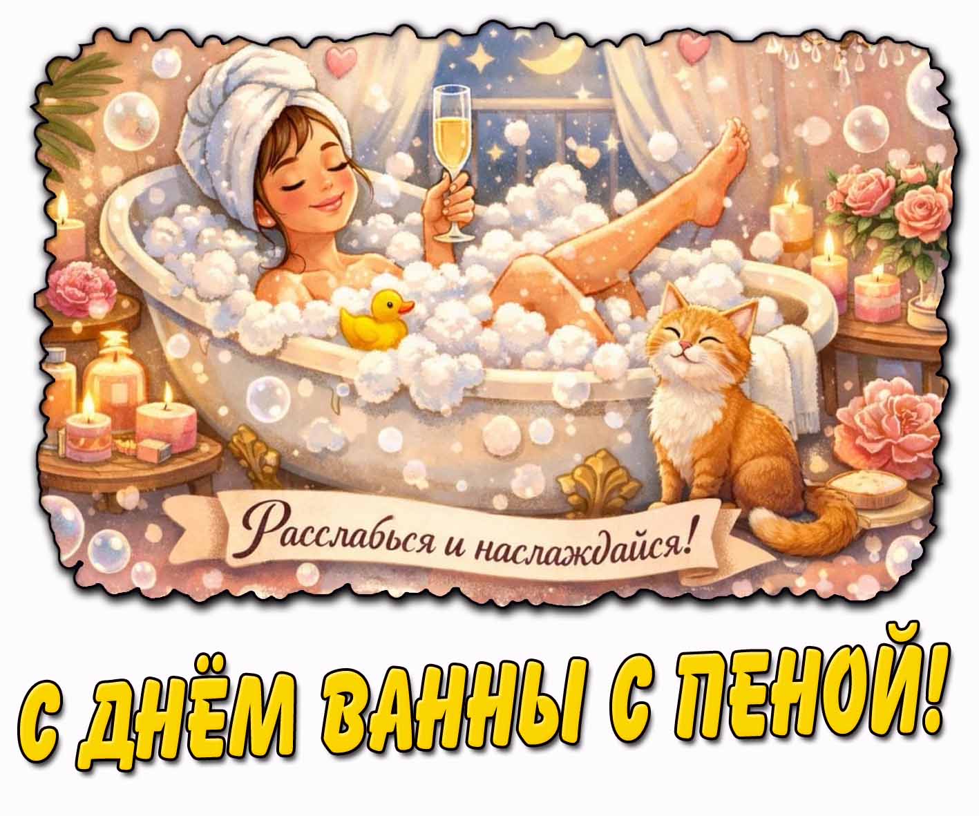Картинка "С днём ванны с пеной! Расслабься и наслаждайся!"