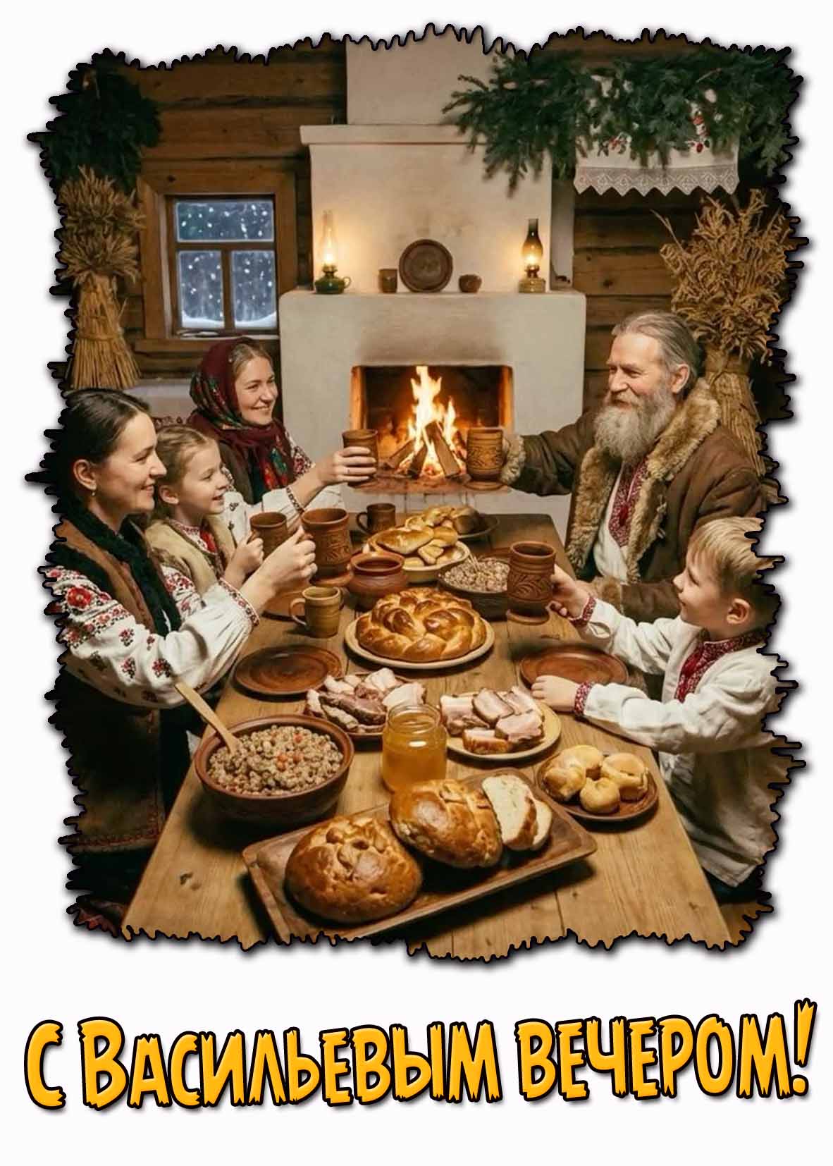 С Васильевым вечером! - славянская открытка