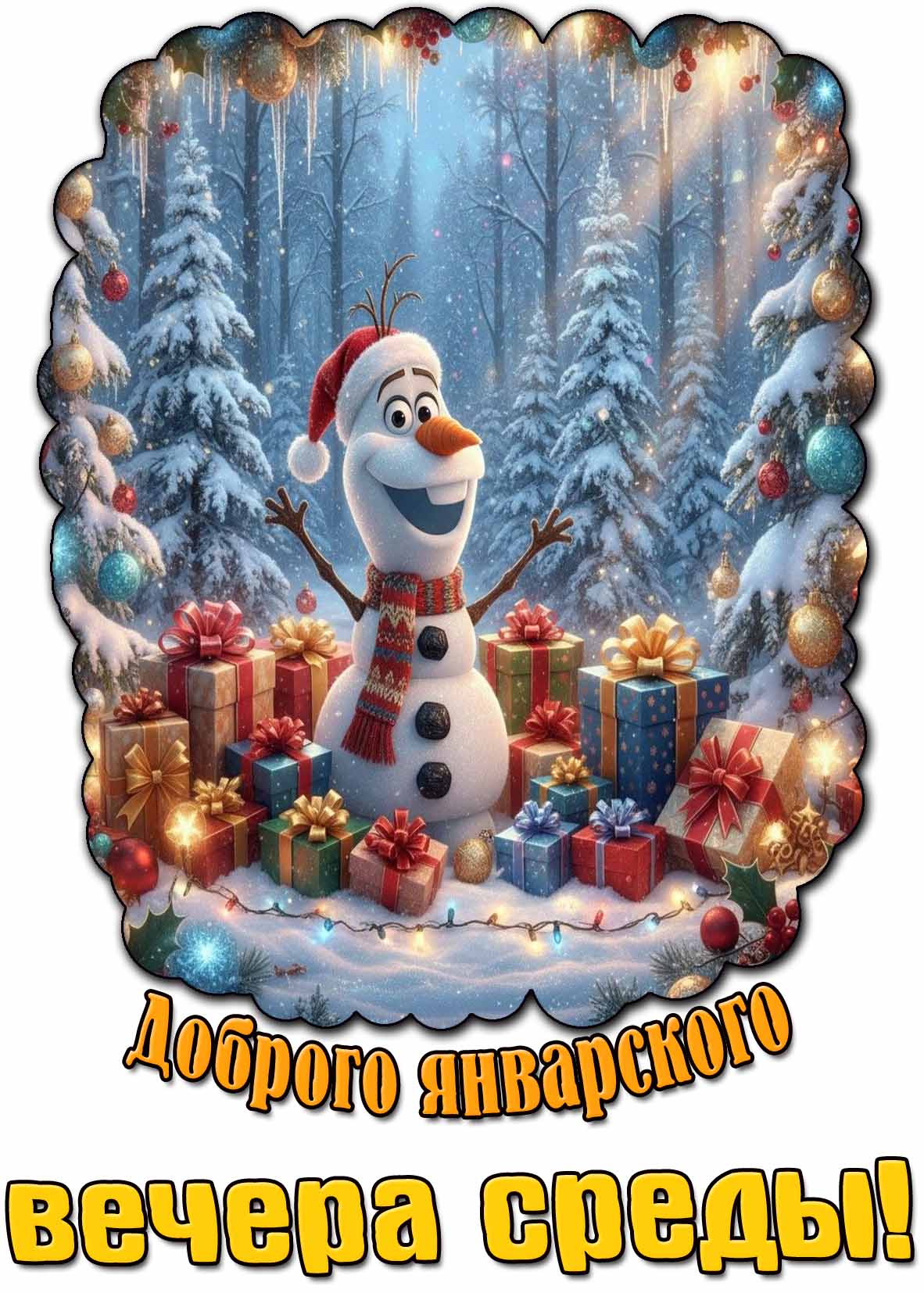 Картинка доброго январского вечера среды
