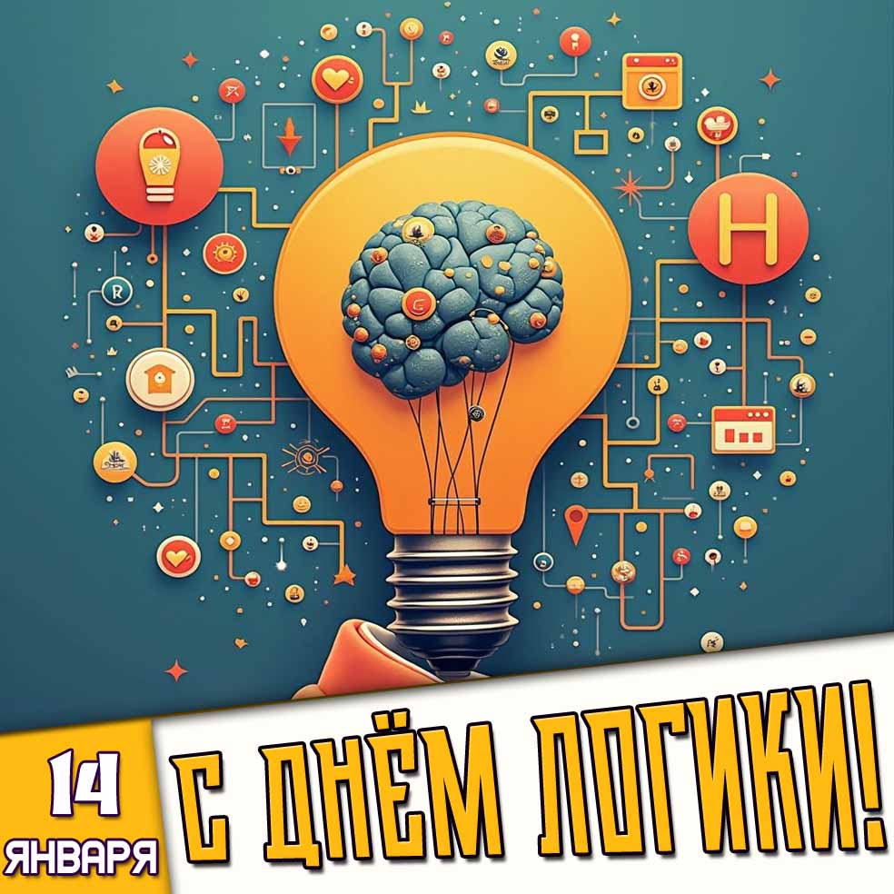 Открытка 14 января - С днём логики!