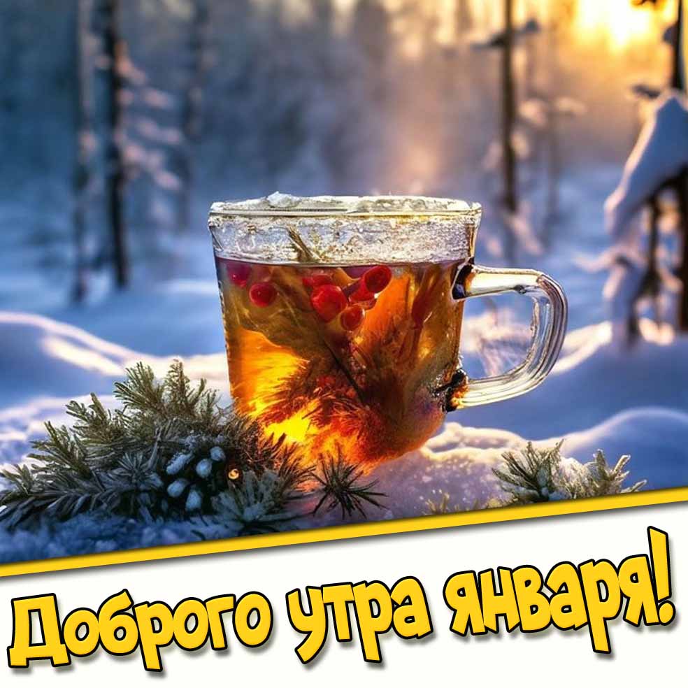 Доброго утра января! - открытка с чаем