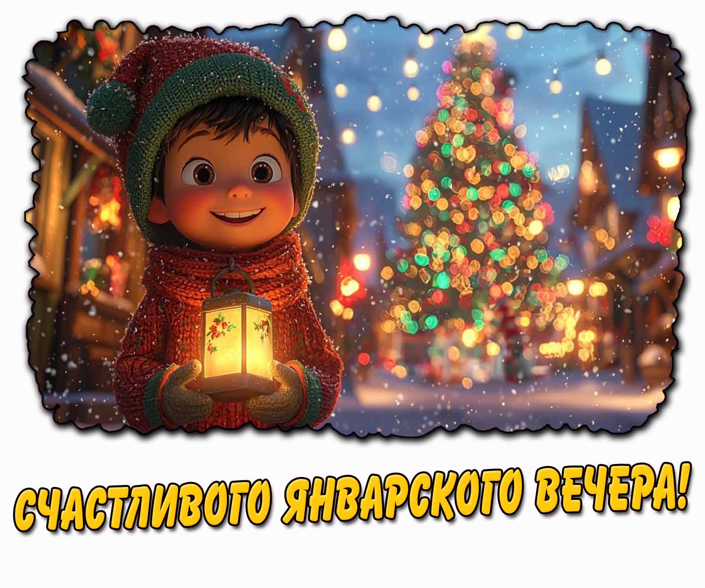 Открытка счастливого январского вечера