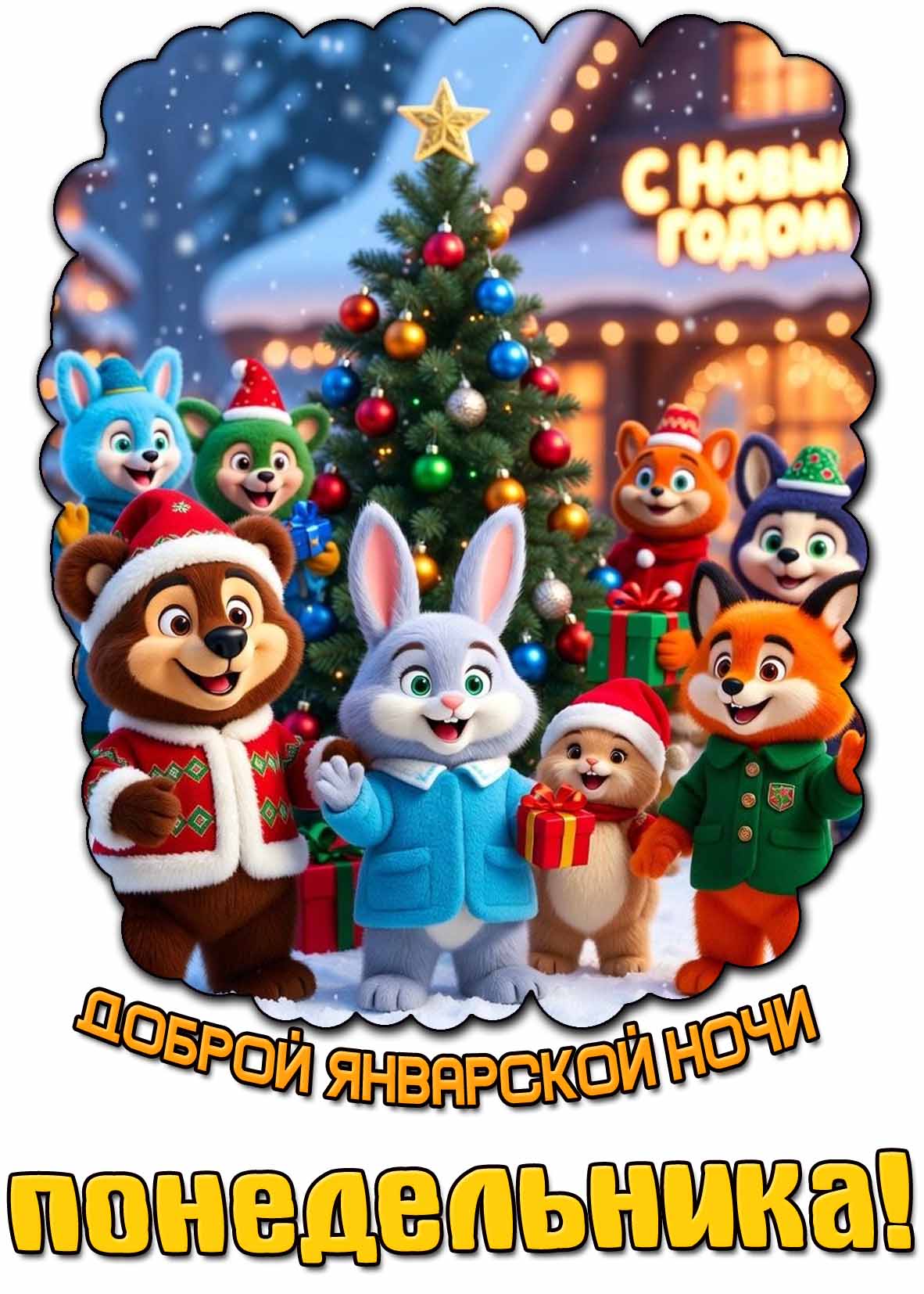 Доброй январской ночи понедельника! - мультяшная картинка для детей