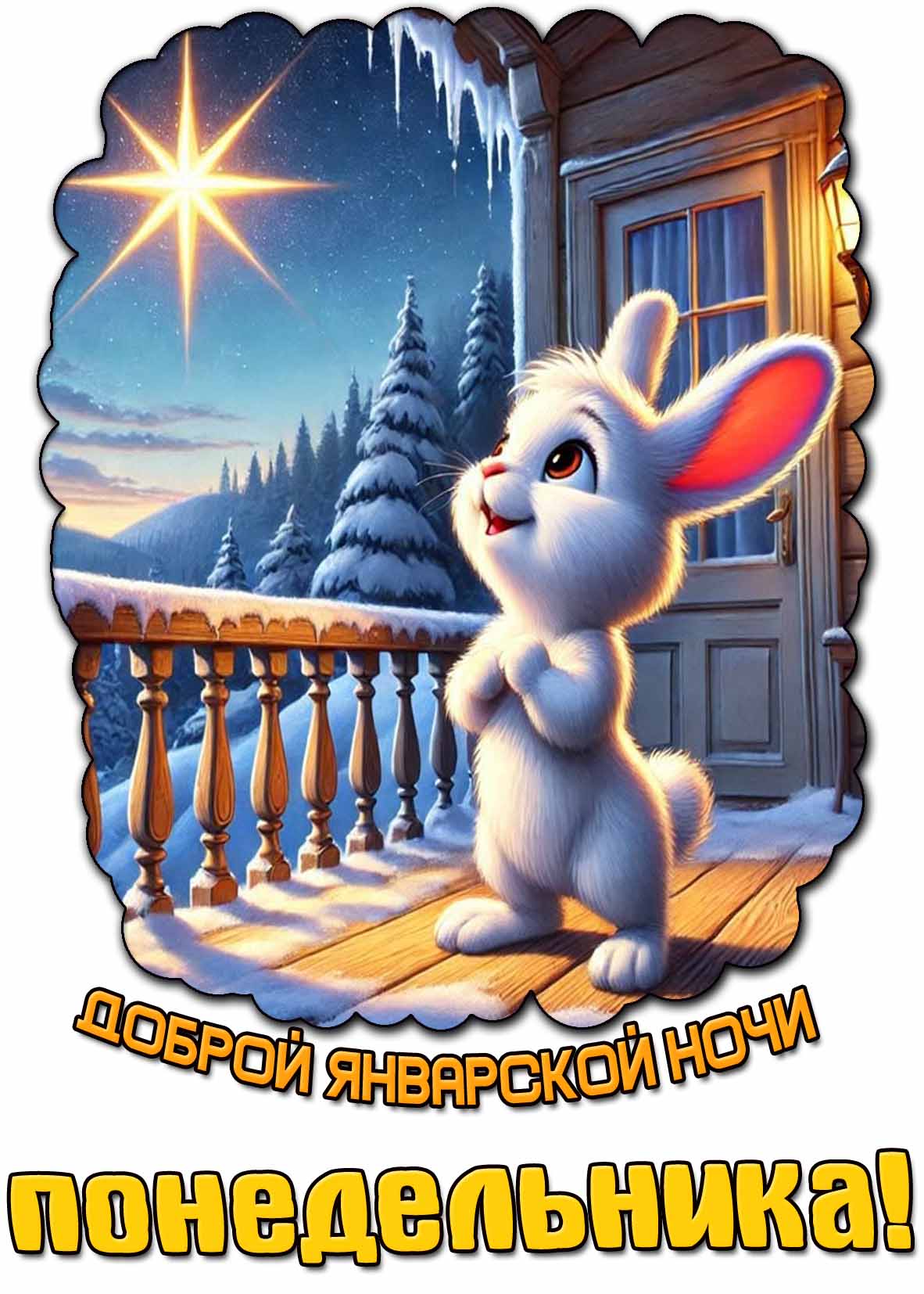 Открытка доброй январской ночи понедельника