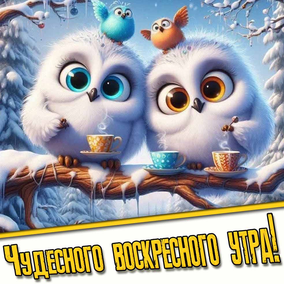 Чудесного воскресного утра! - зимняя открытка