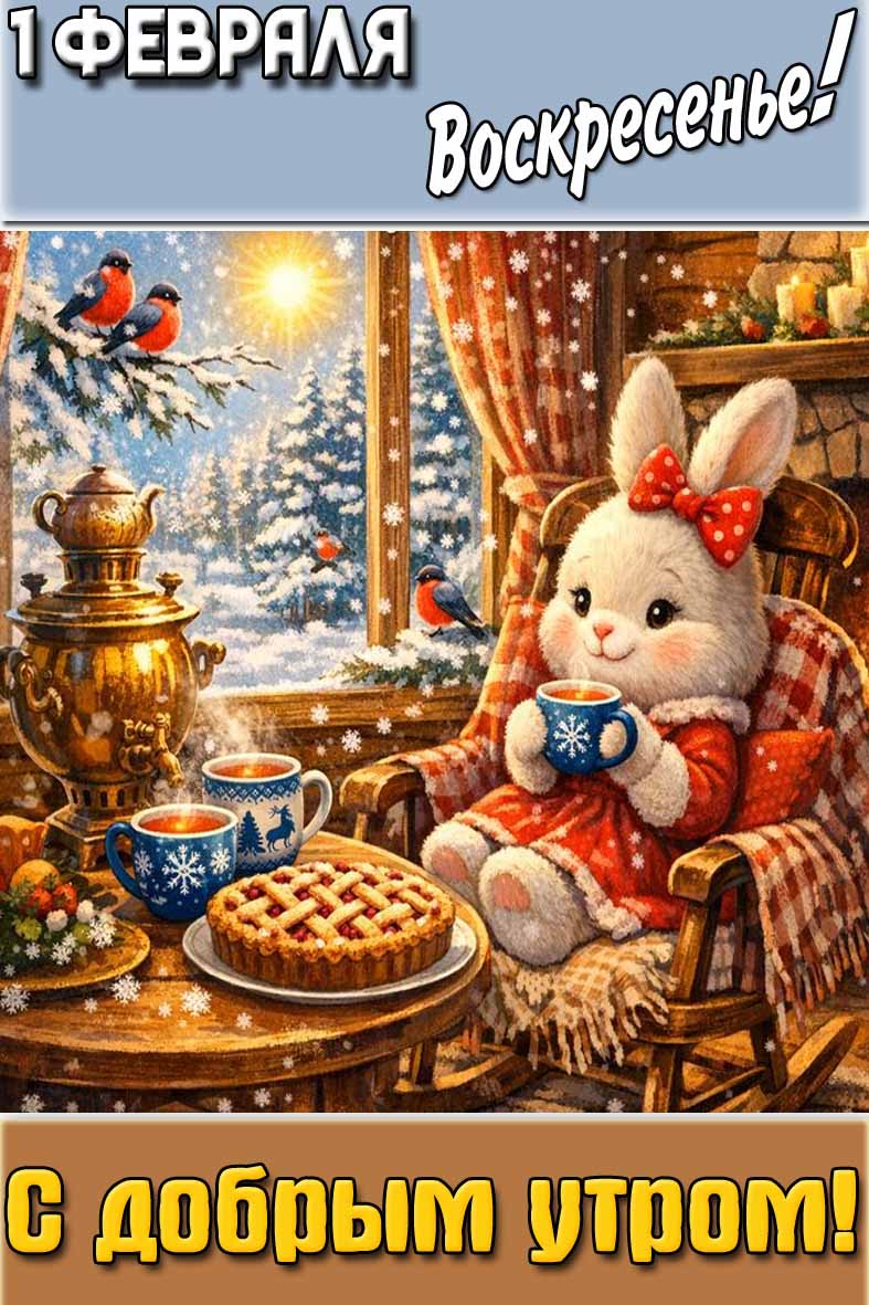 Картинка "1 февраля воскресенье! С добрым утром!"