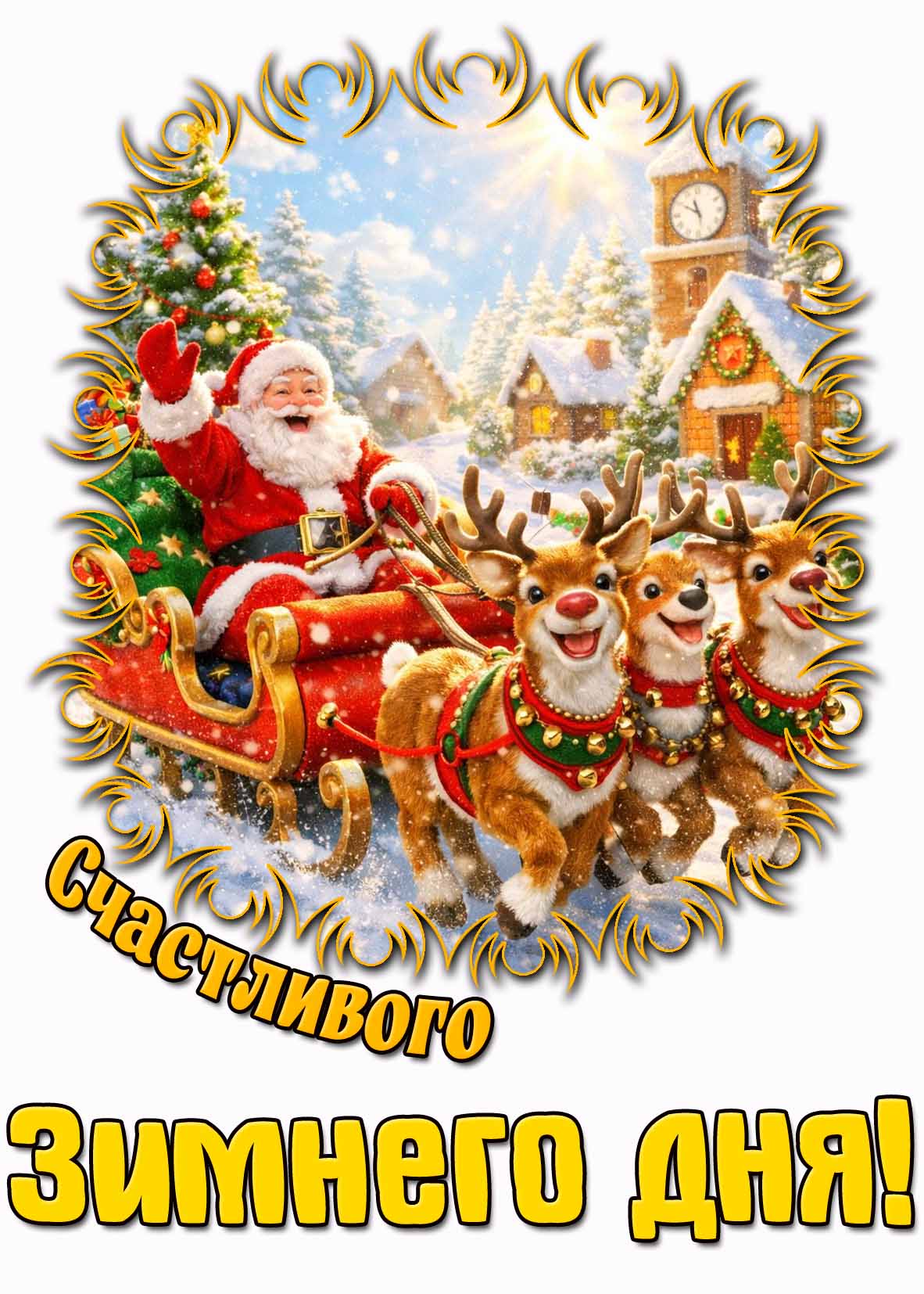 Открытка счастливого зимнего дня
