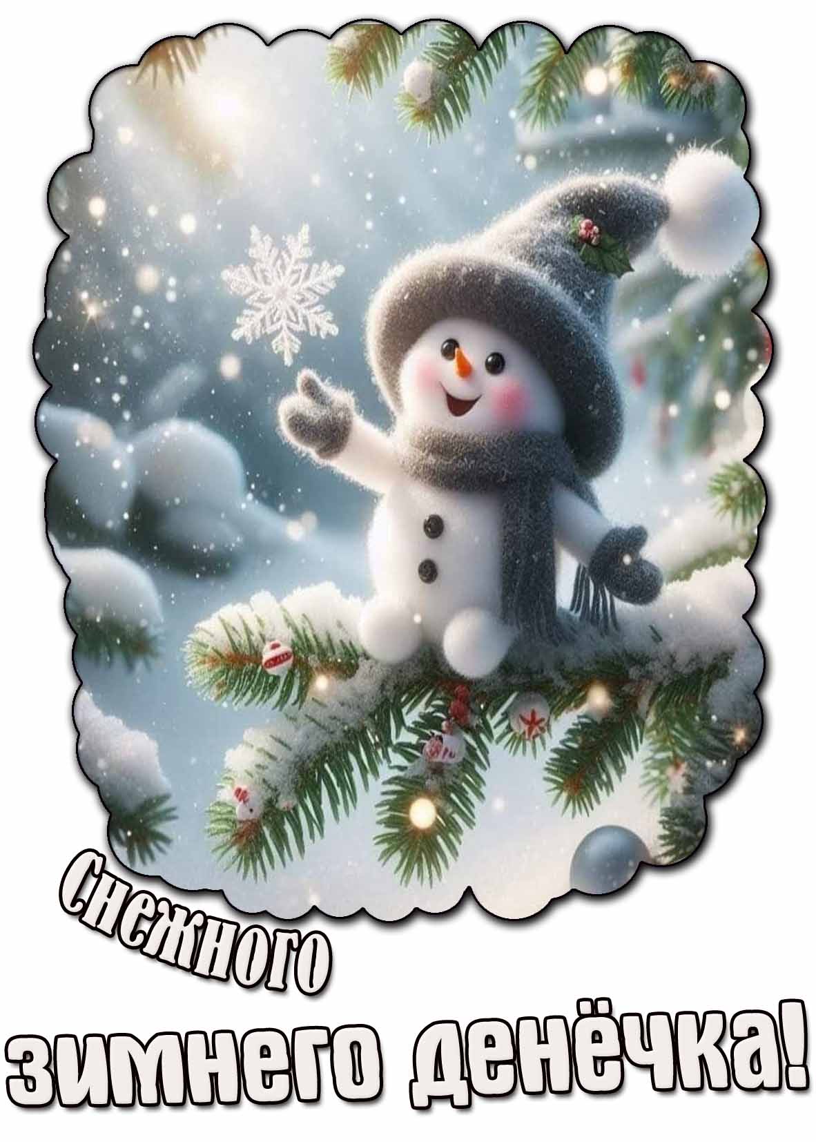 Открытка снежного зимнего дня