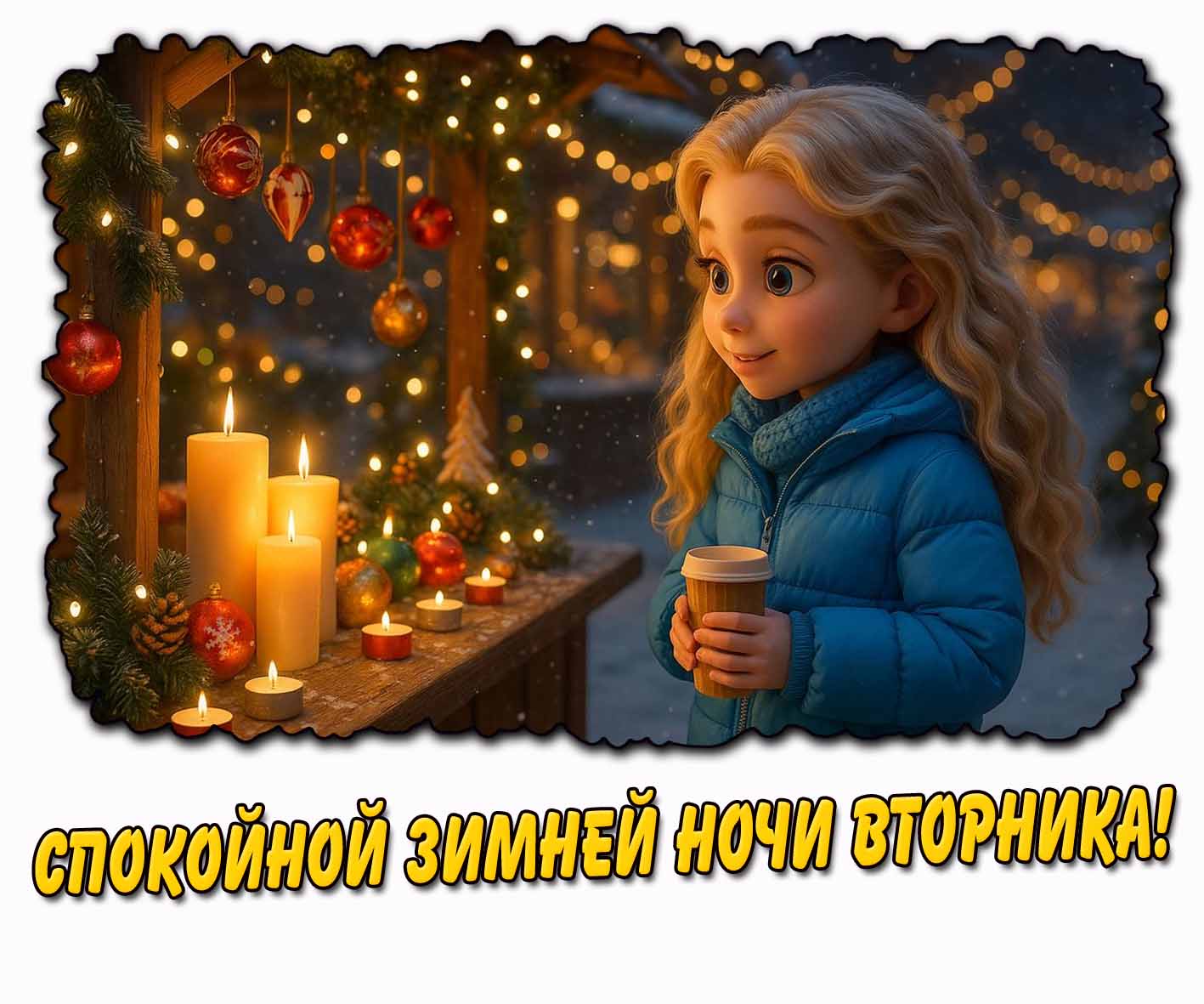 Спокойной зимней ночи вторника! - рождественская картинка