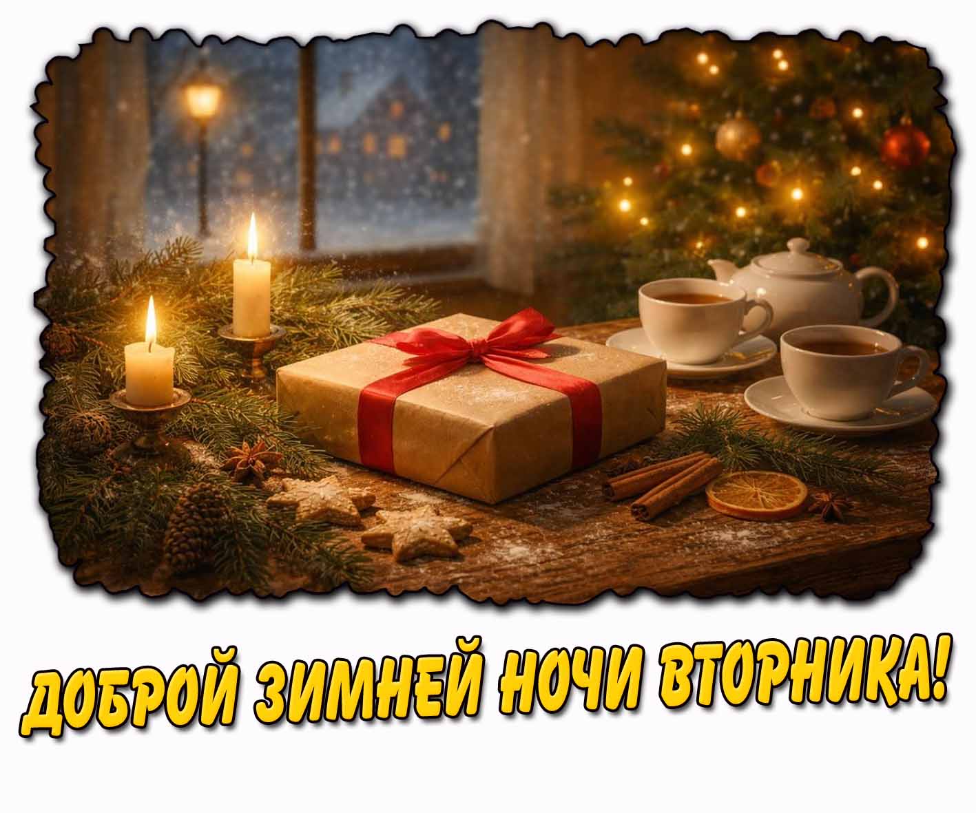 Доброй зимней ночи вторника! - рождественская открытка